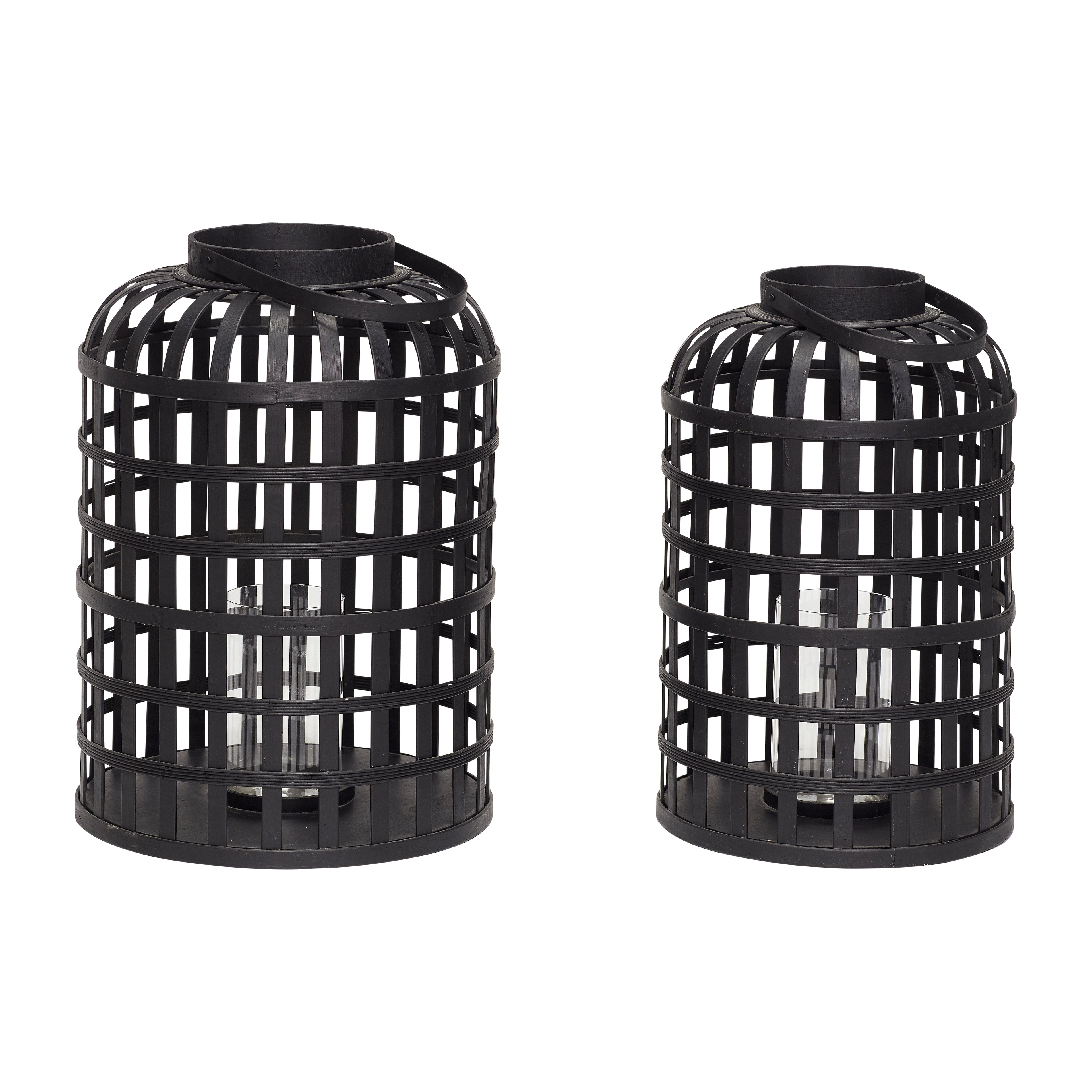 Grid Lanterns Black (Set of 2) - Ø35XH54, Ø41XH58cm
