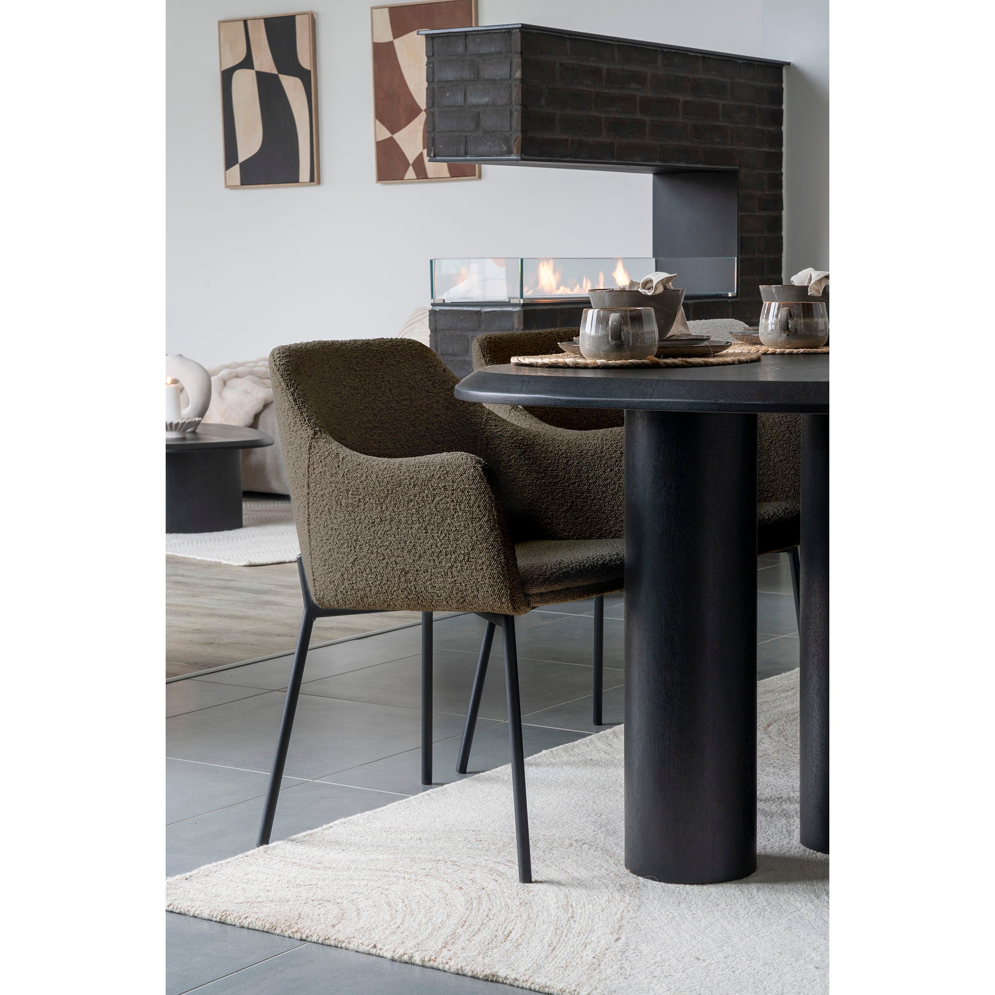 Melilla spisebordstol - Spisebordstol, Bouclé, Brown, Black Ben HN1064