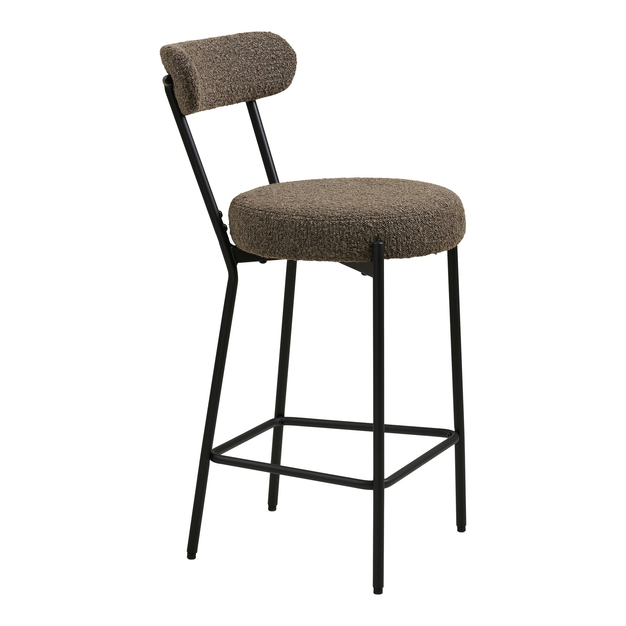 Badalona Counter Chair - Counter Chair, Bouklé, Brown, Black Legs HN1064
