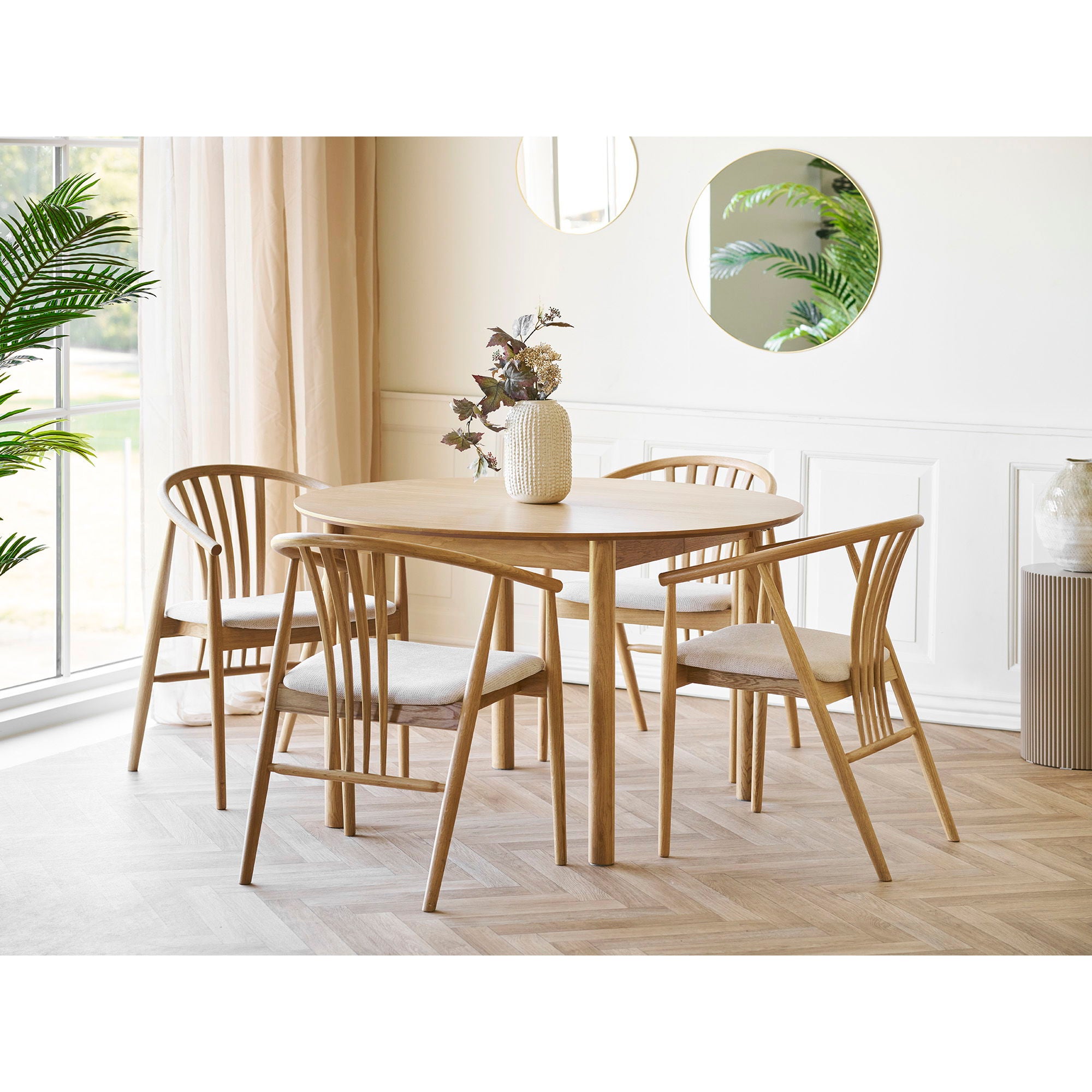 Agustin spisebordstol - spisebordstol, eik med stoffsete, natur/sand HN1286