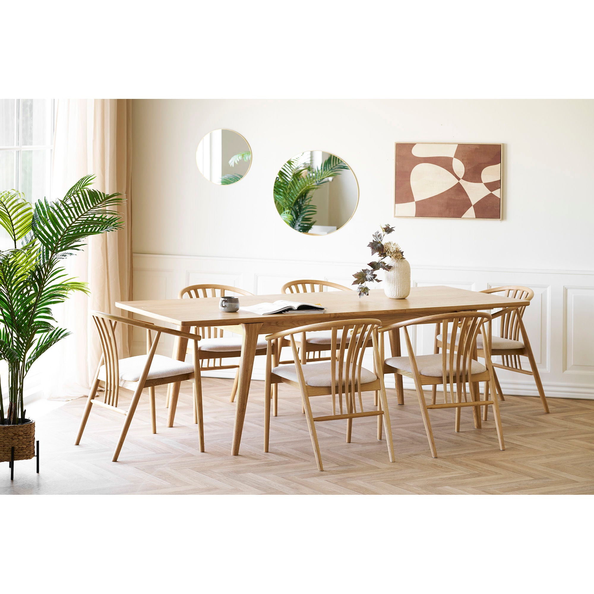 Agustin spisebordstol - spisebordstol, eik med stoffsete, natur/sand HN1286