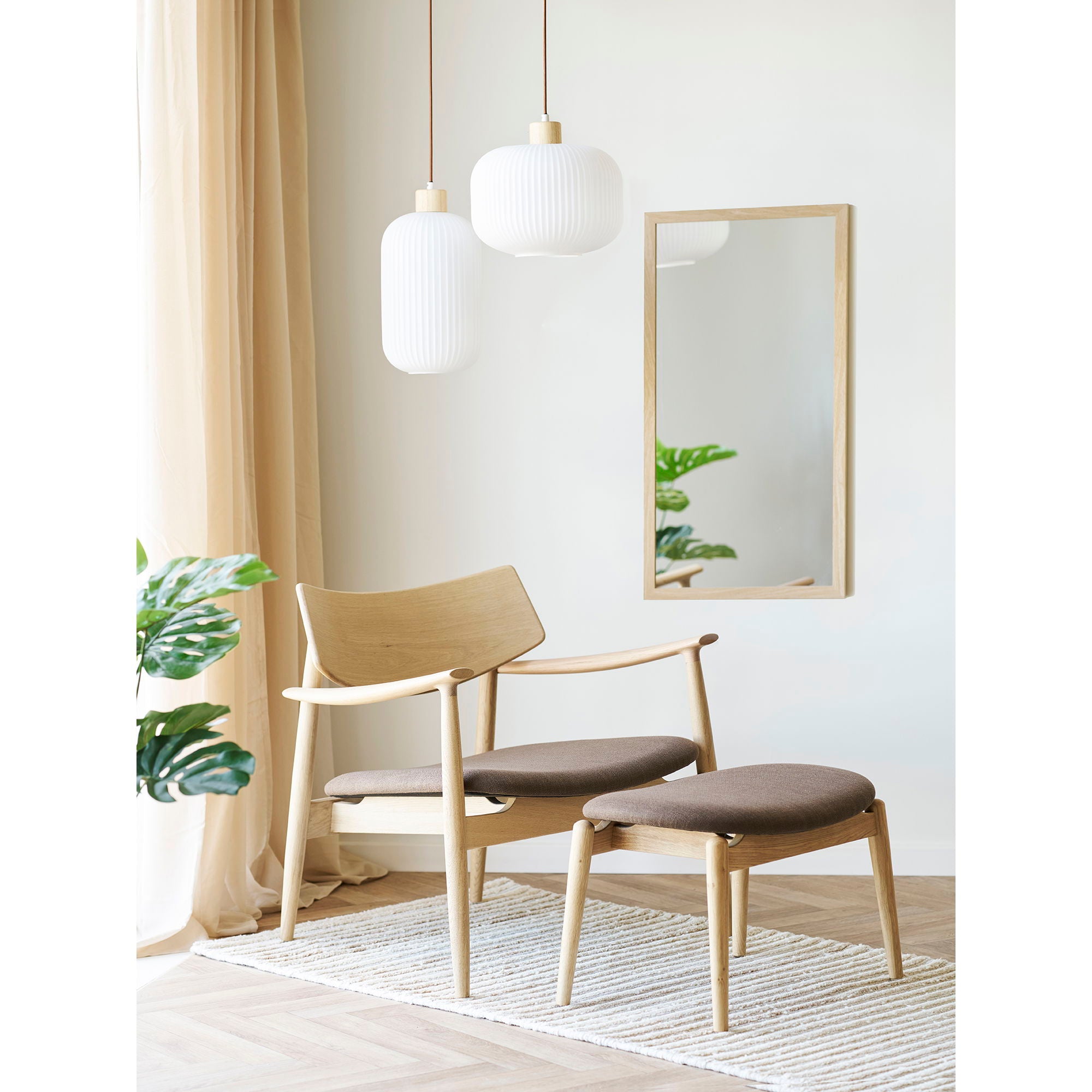 Olvera Set - Lounge Chair and Footstool, Nature/Brown HN1084