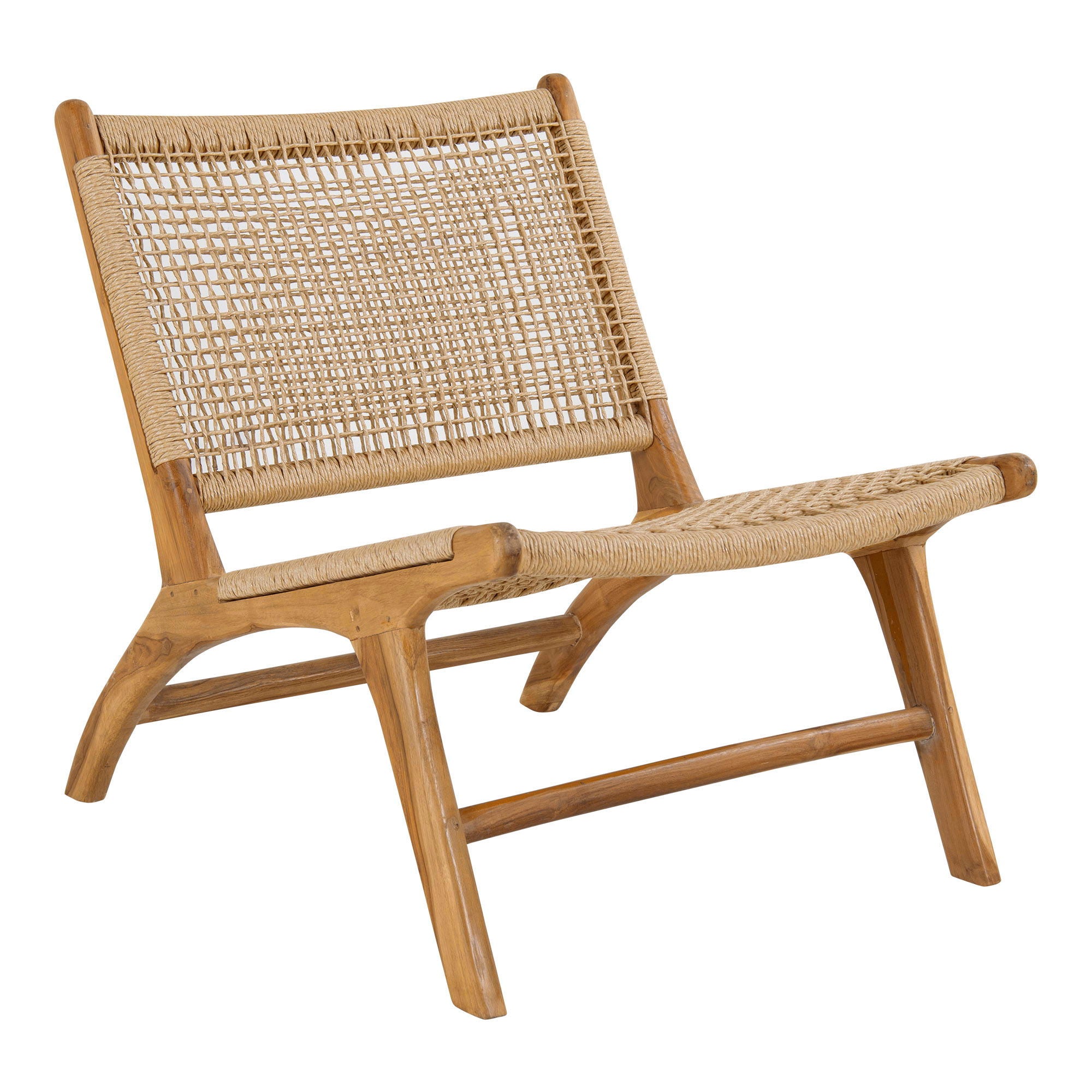 Derby Set - Lounge Chair and Stool, Teak/Pe Rattan, Nature