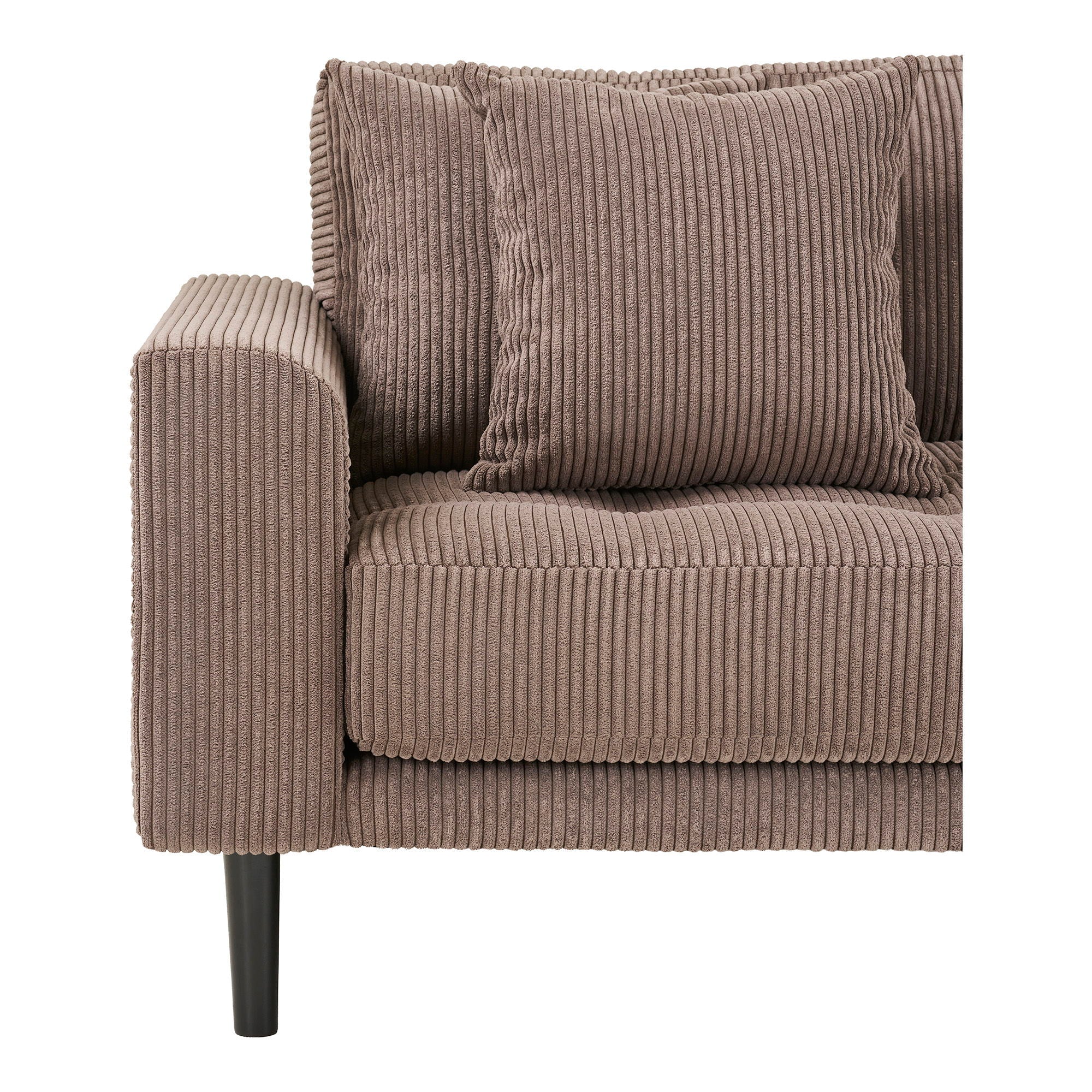 Lido Lounge Sofa - Lounge Sofa, høyre -wing i brun fløyel med fire puter og svart tre Ben HN1423
