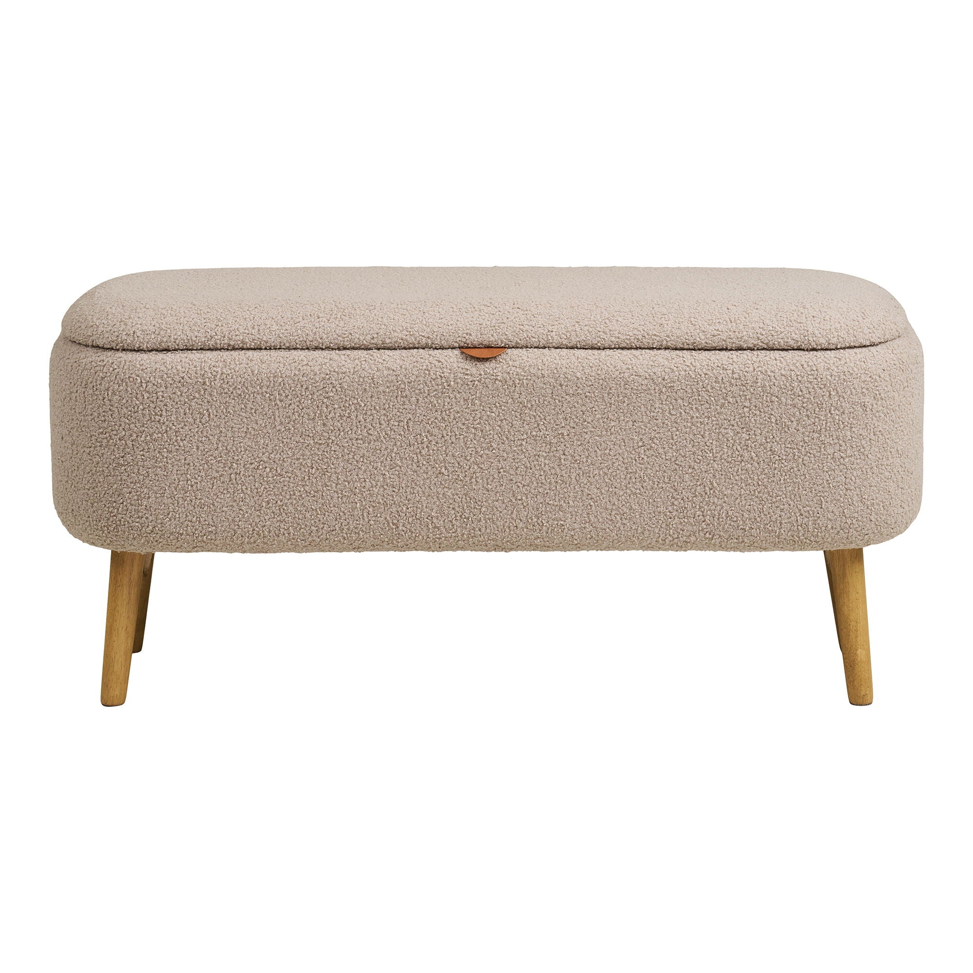 Harlow Bench - Bench With Storage, Bouclé, Beige 95x37x45 cm, HN1063