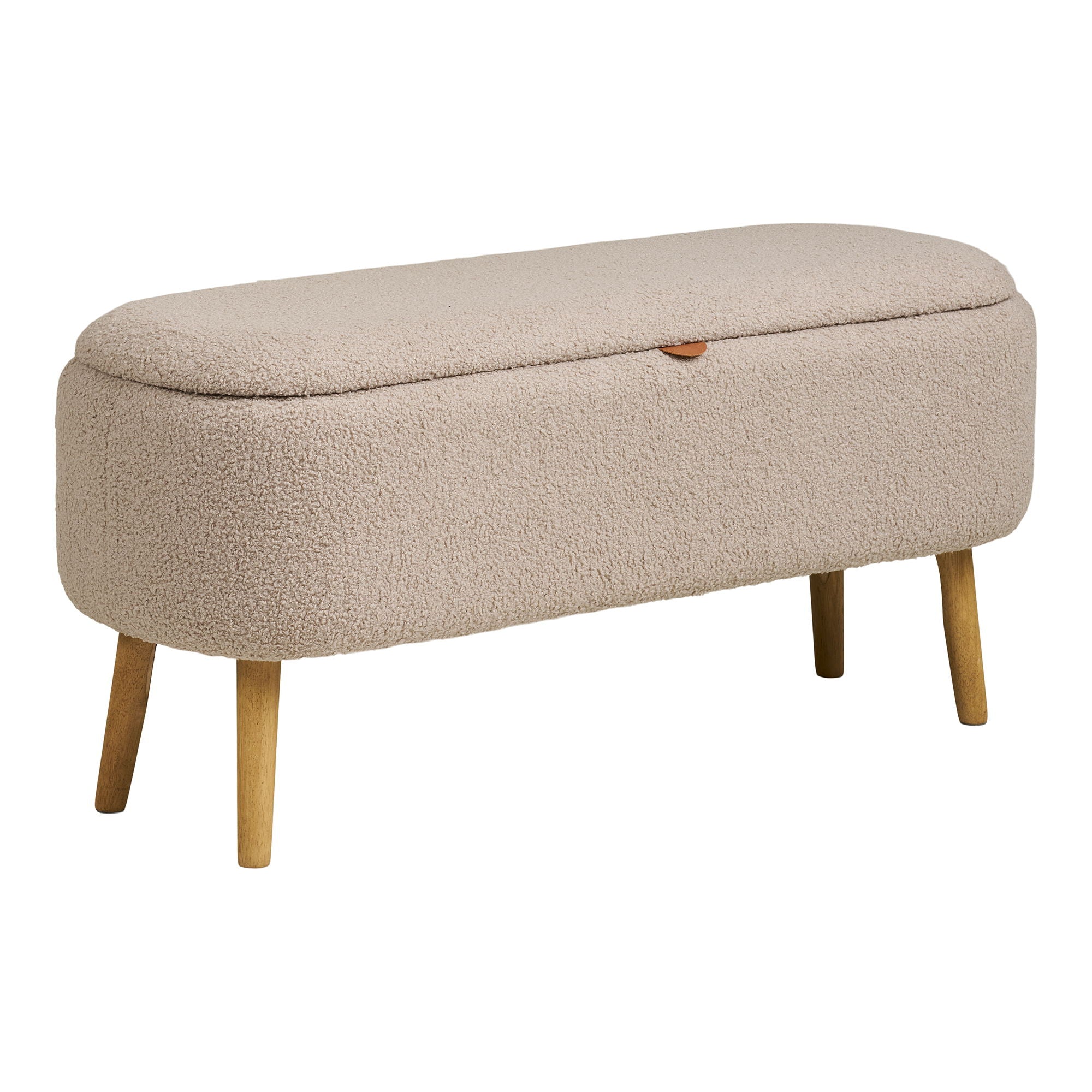 Harlow Bench - Bench With Storage, Bouclé, Beige 95x37x45 cm, HN1063