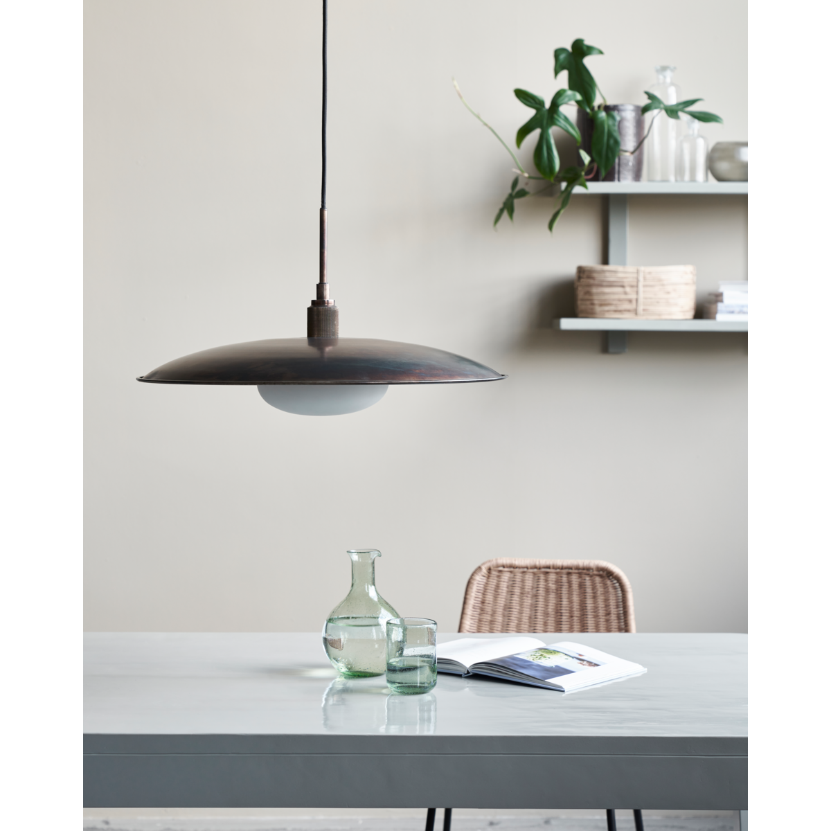 Lampe, hdboston, antikkbrun