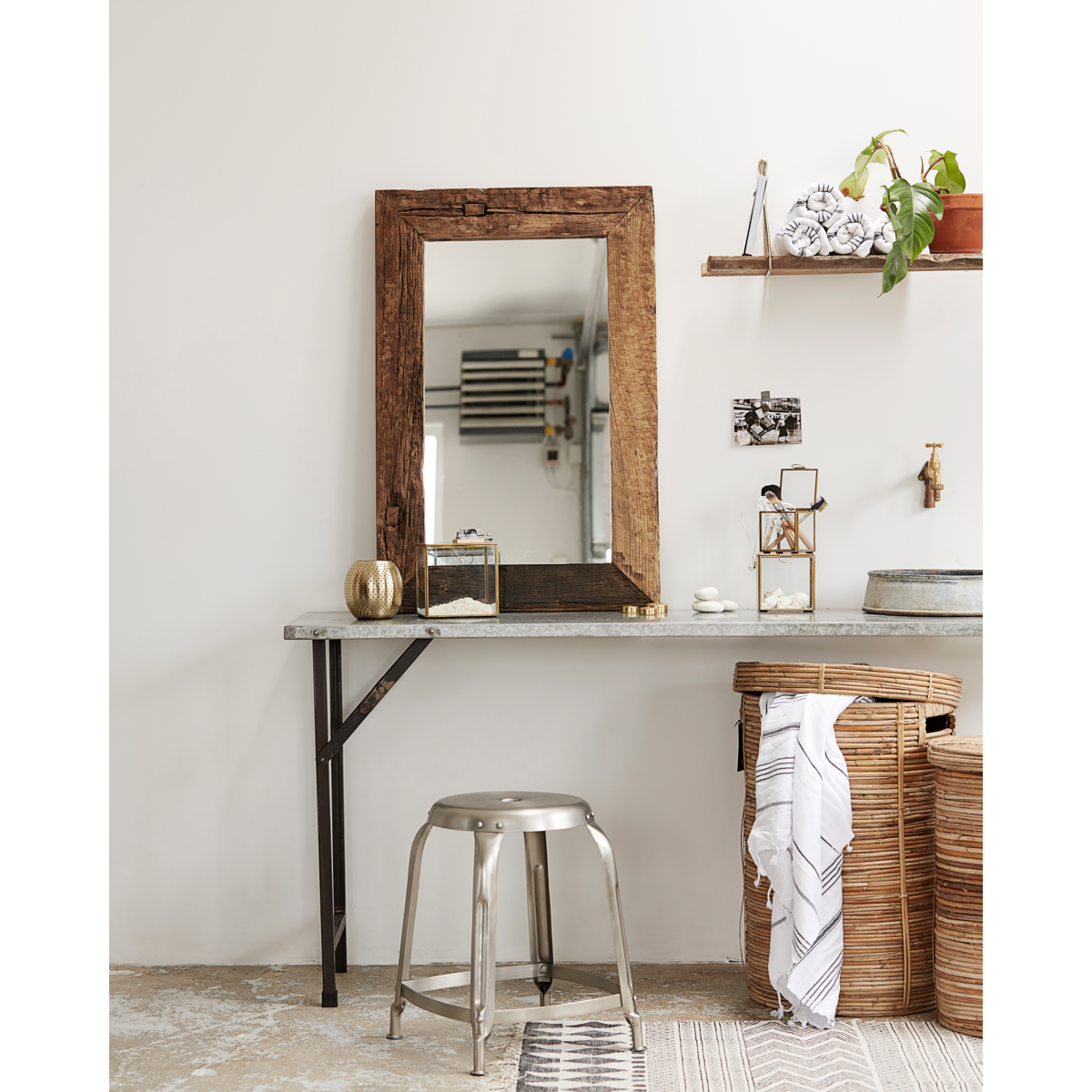 Speil med ramme, hdpure natur, natur