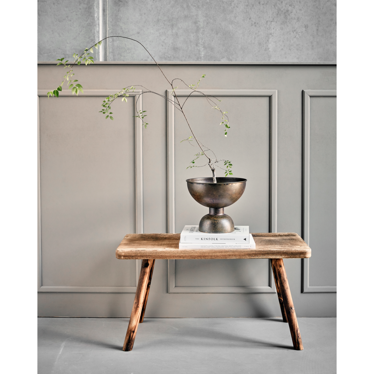 Vase, hdtala, antikk messing