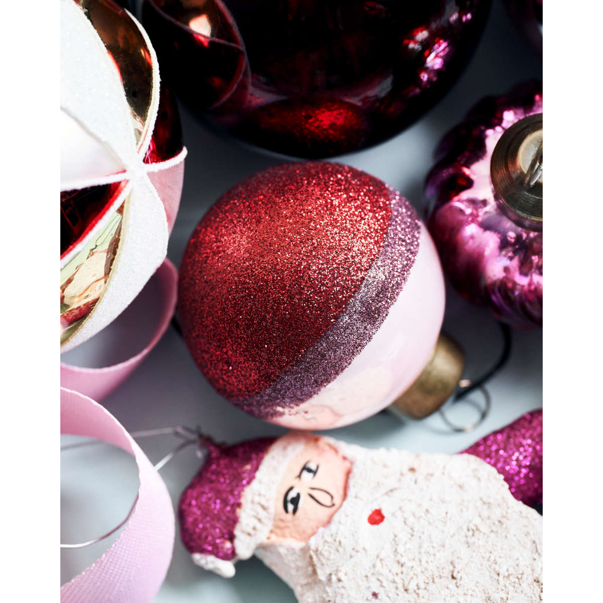 Julepynt, Hdstrip, rosa; rød