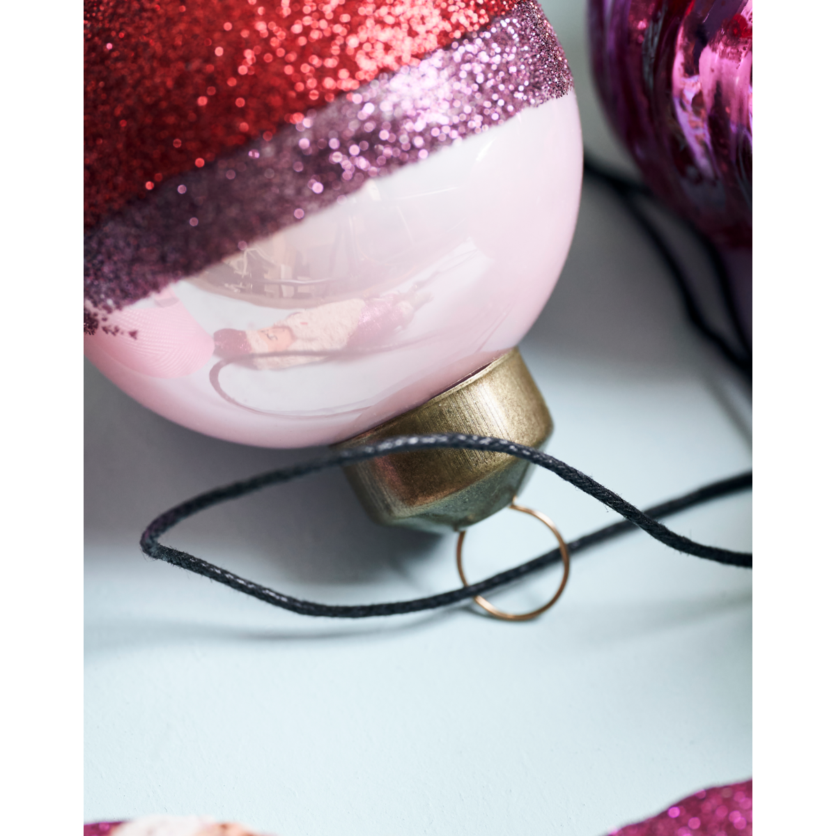 Julepynt, Hdstrip, rosa; rød