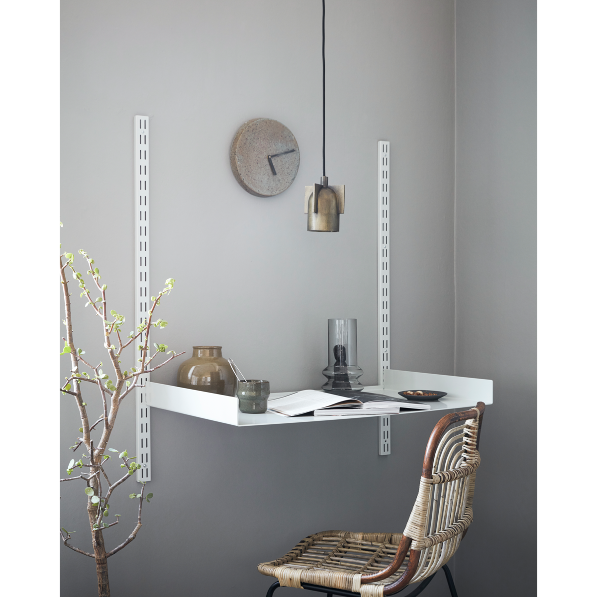 Skrivebord til hyllesystem, hdfari, grå