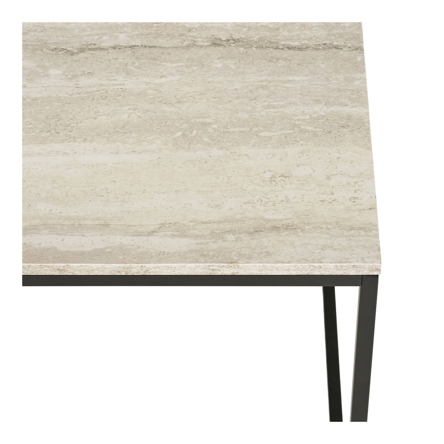 Vita salongbord - salongbord, travertinutseende, svart ramme 90x60x45 cm