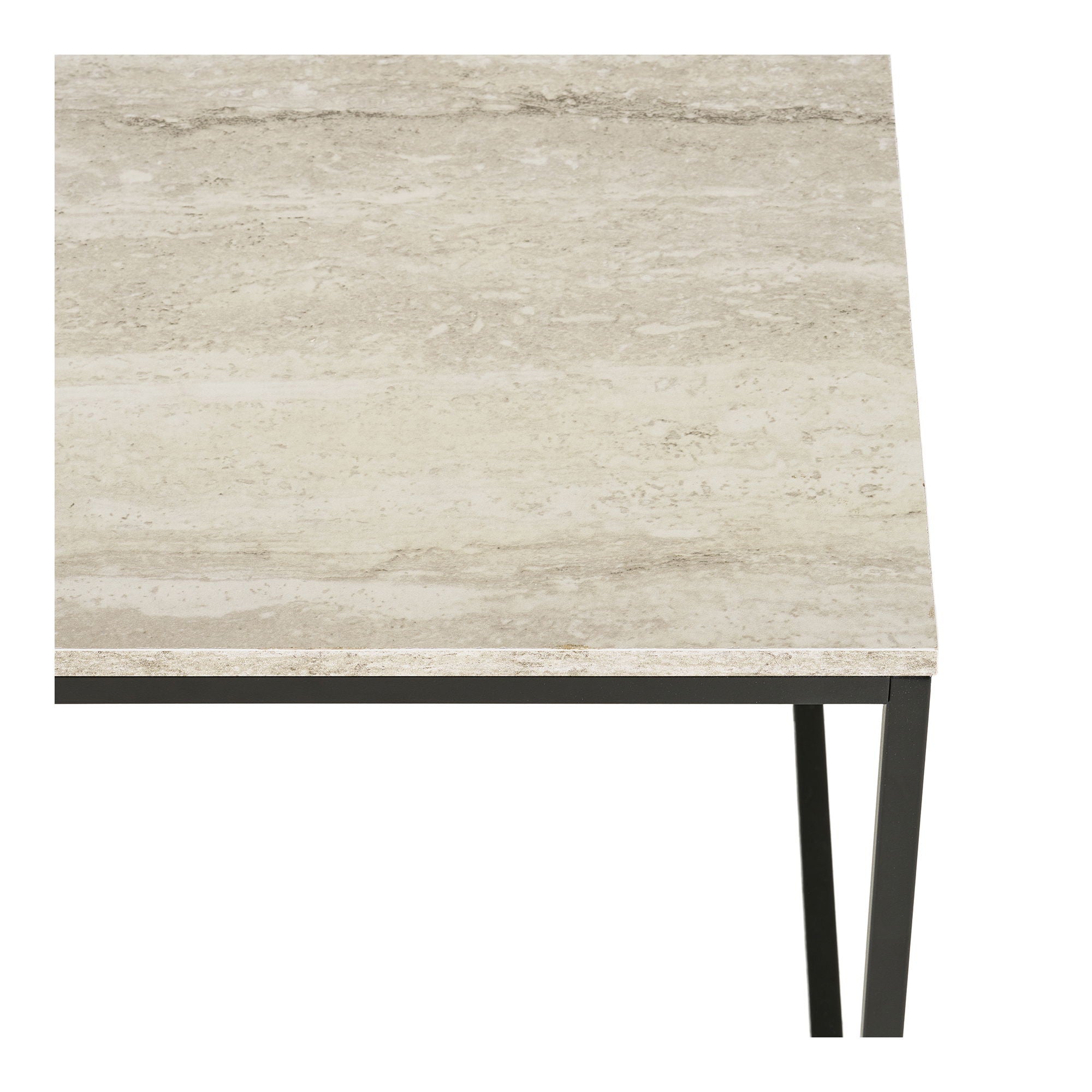 Vita salongbord - salongbord, travertinutseende, svart ramme 90x60x45 cm