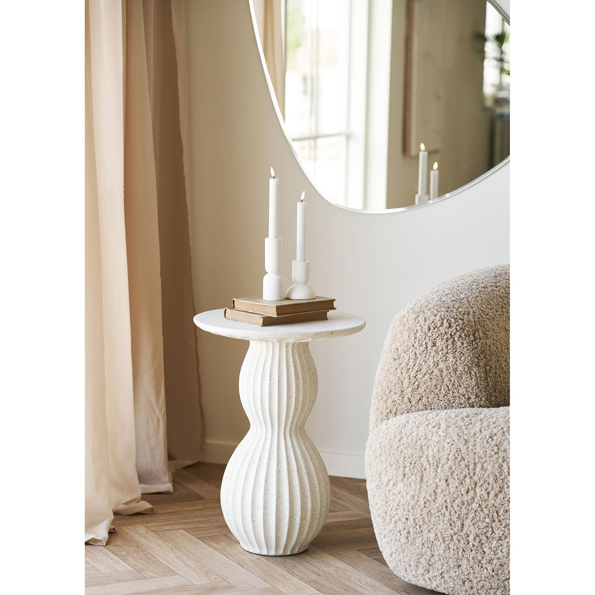 Newtown Side Table - Side Table, Fiberclay, White Ø40x55 cm
