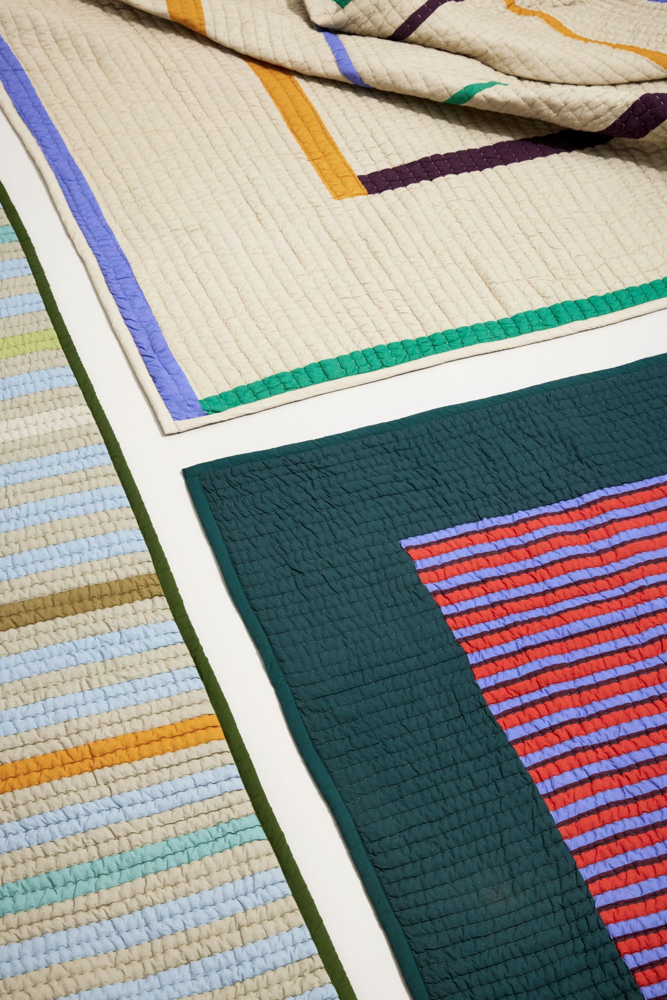 Hübsch Twist Bedspread Block 260x260 Dark Green/Multicolor