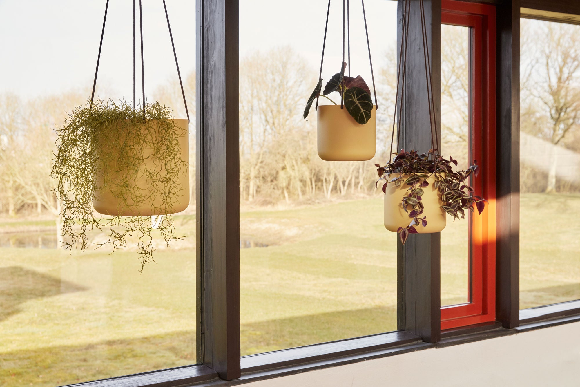 Bloom Hanging Potty Stort Khaki (sett med 3) - Ø17XH16, Ø21XH20, Ø25XH24cm