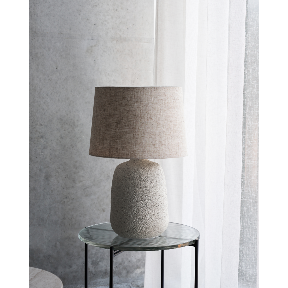 Bordlampe inkl. lampeskjerm, hdtana, rå hvit