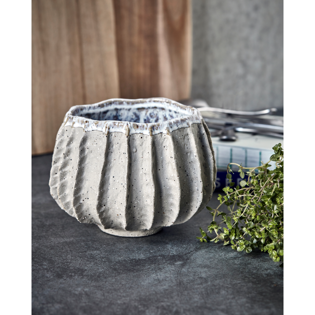 Urtpotte, hdshell, grå; beige