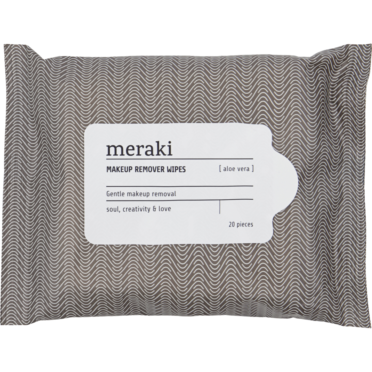 Makeup Remover Wipes, Aloe Vera, Hot Grey; hvit