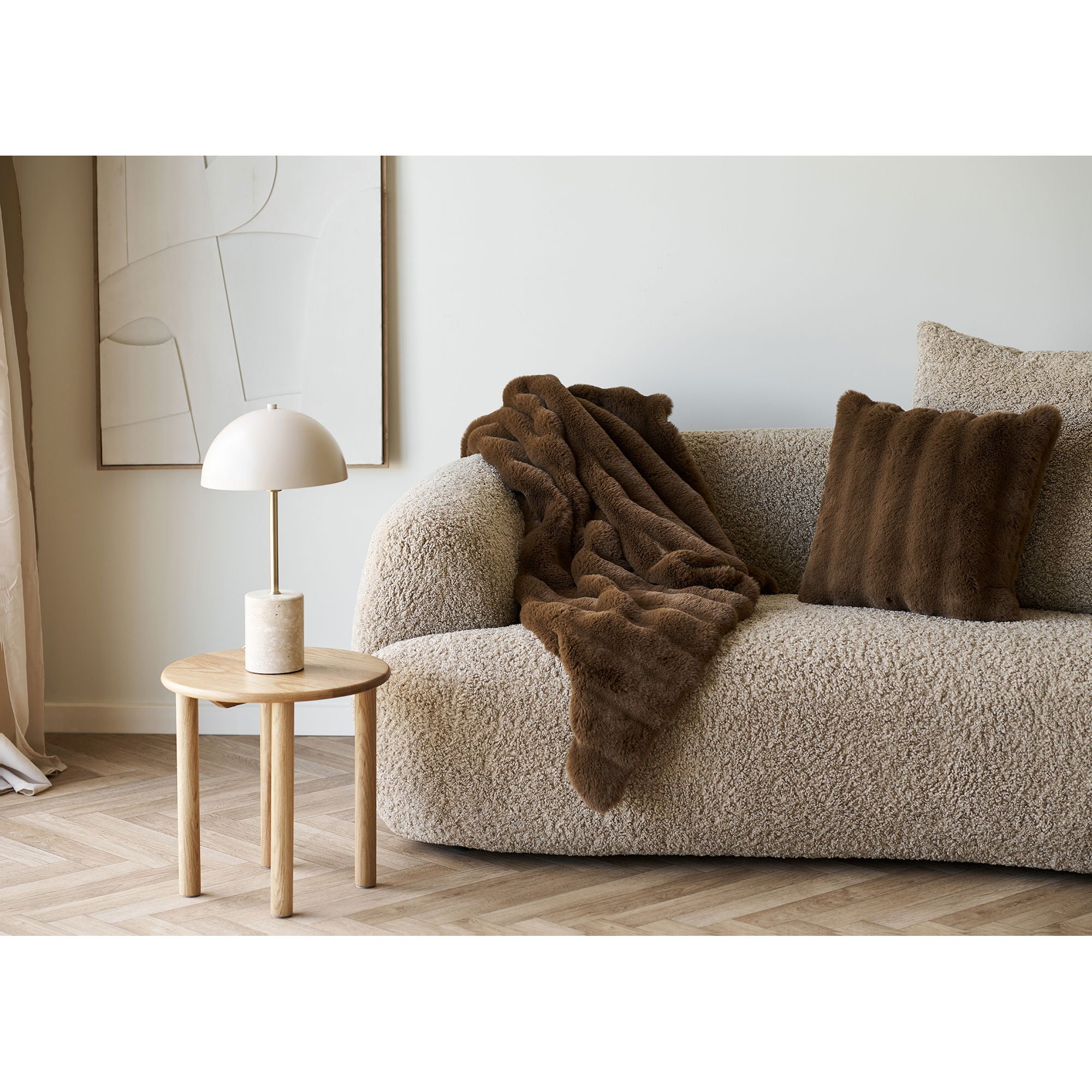 Galena Pillow - Pute, Imitation Fur, Brown 45x45 cm