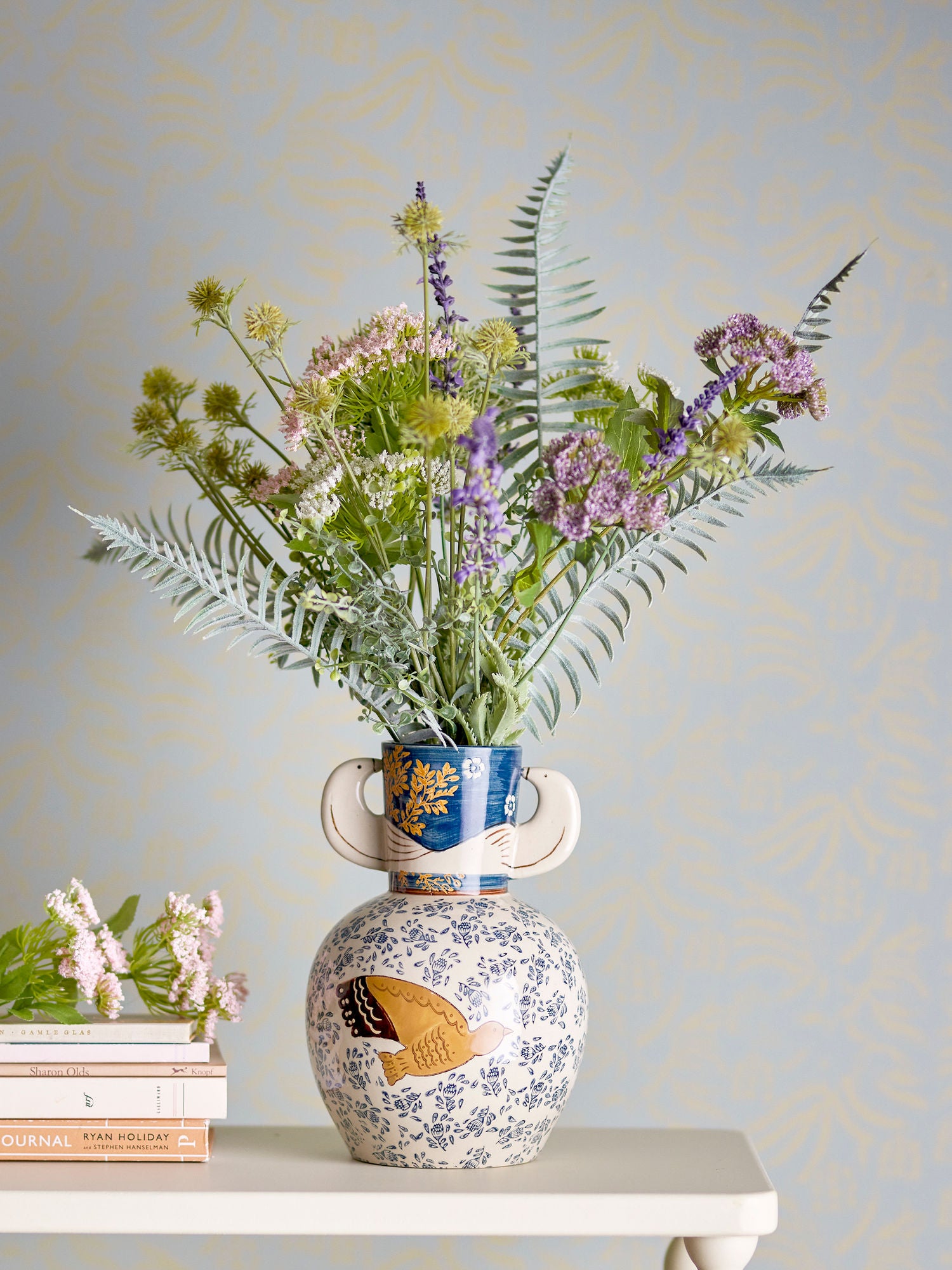 Bloomingville Hezha Vase, blå, steingods