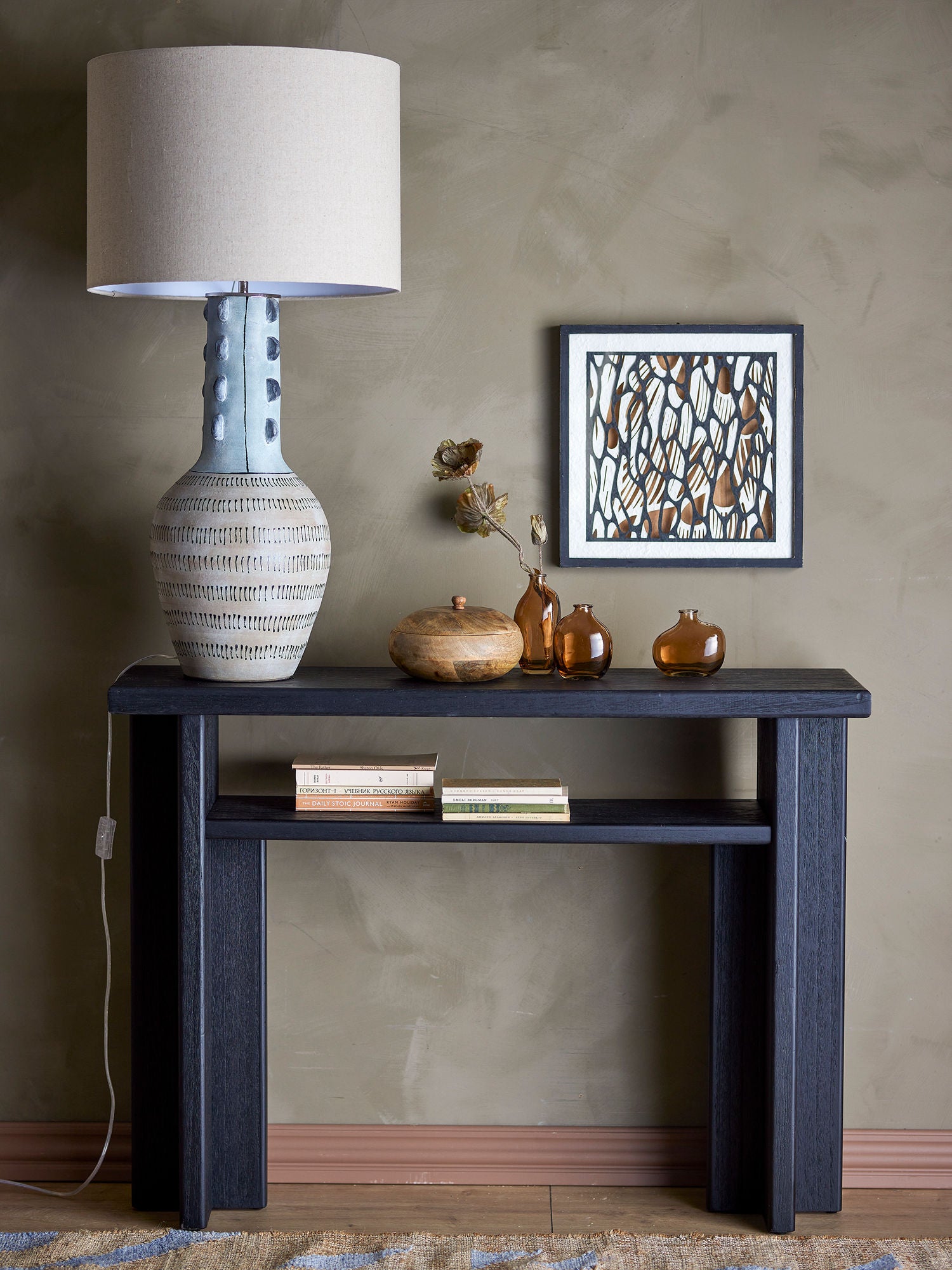 Bloomingville Cupa Console Table, Black, Pine