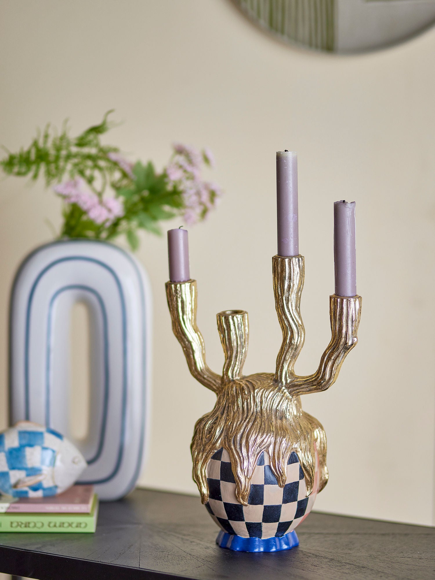 Bloomingville Medusa lysestake, gull, polyresin