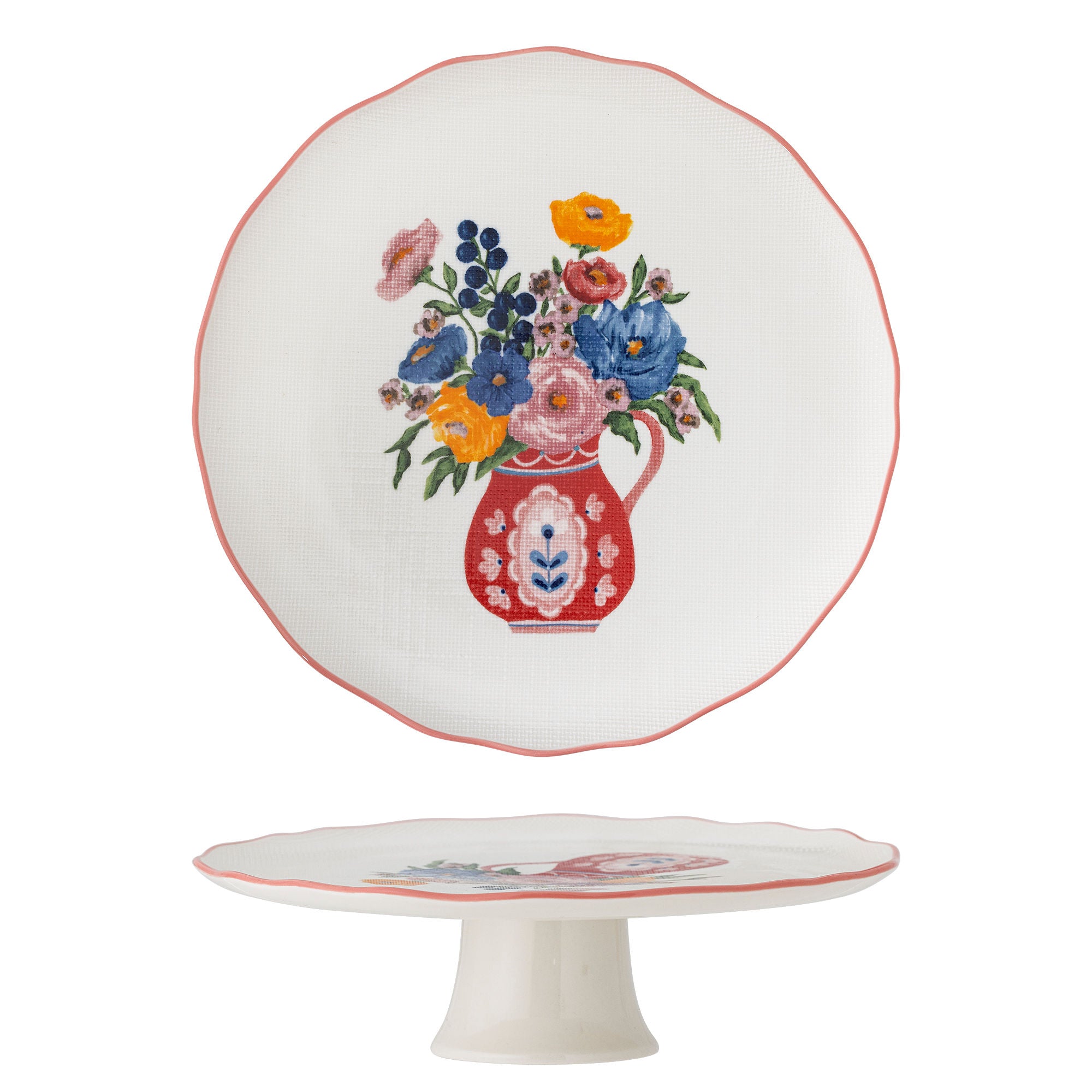 Bloomingville Dorothy Cake Dish, rosa, steingods