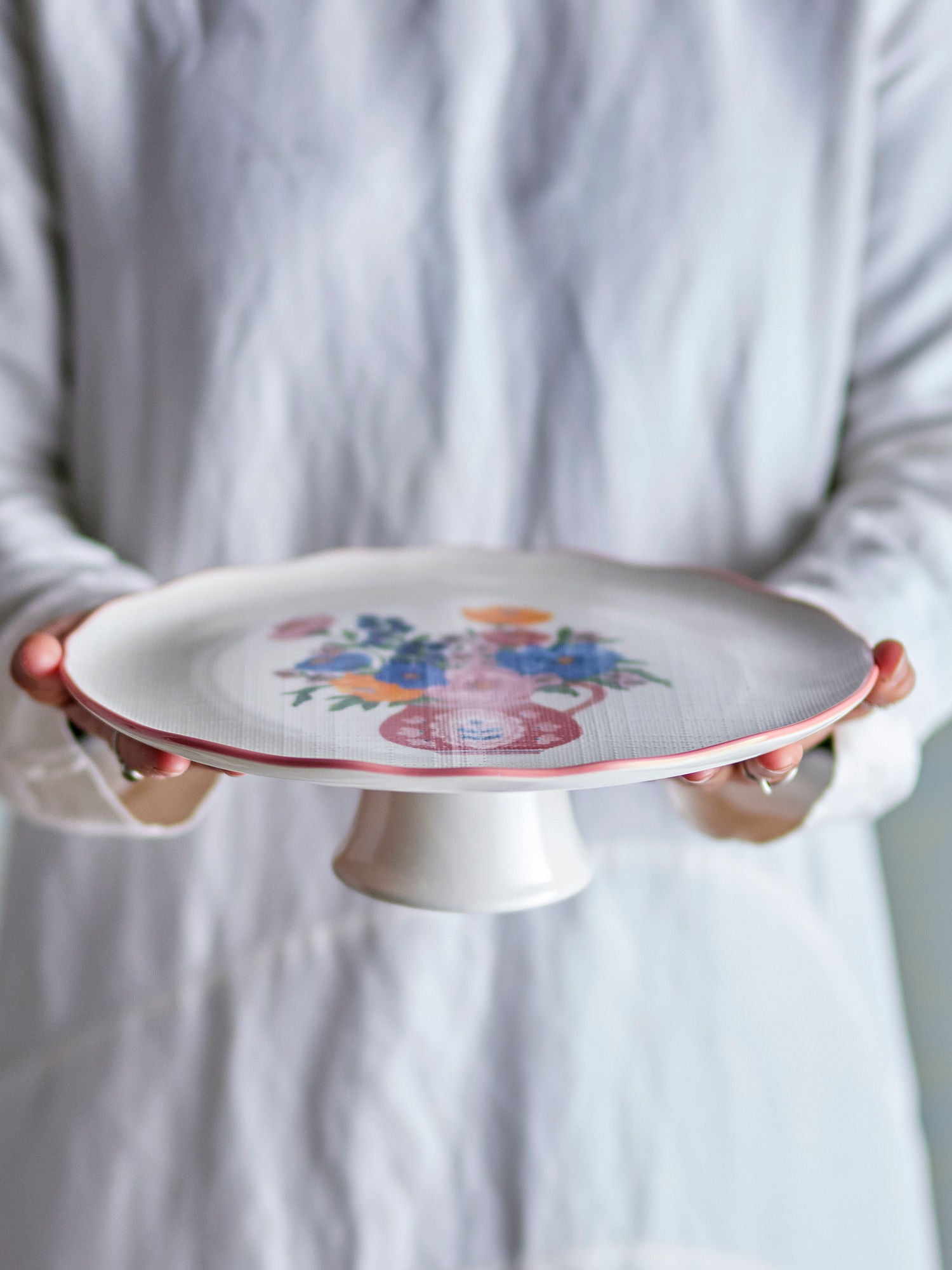 Bloomingville Dorothy Cake Dish, rosa, steingods