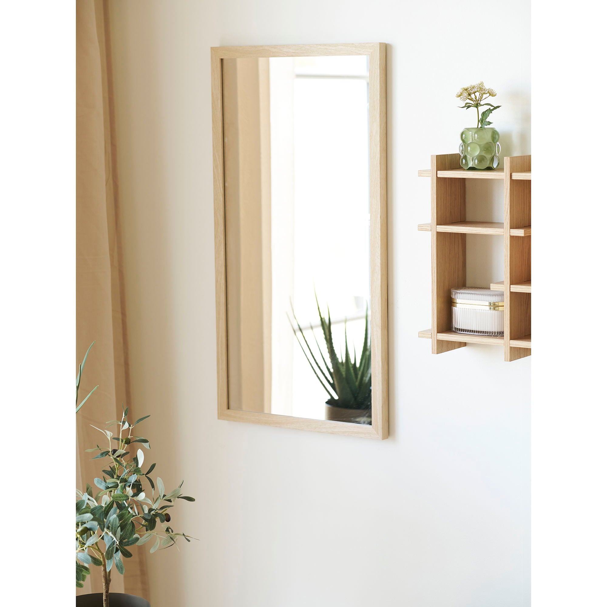 Scottsdale Wall Mirror - Wall Mirror, Wooden Frame, Nature 45x75 cm