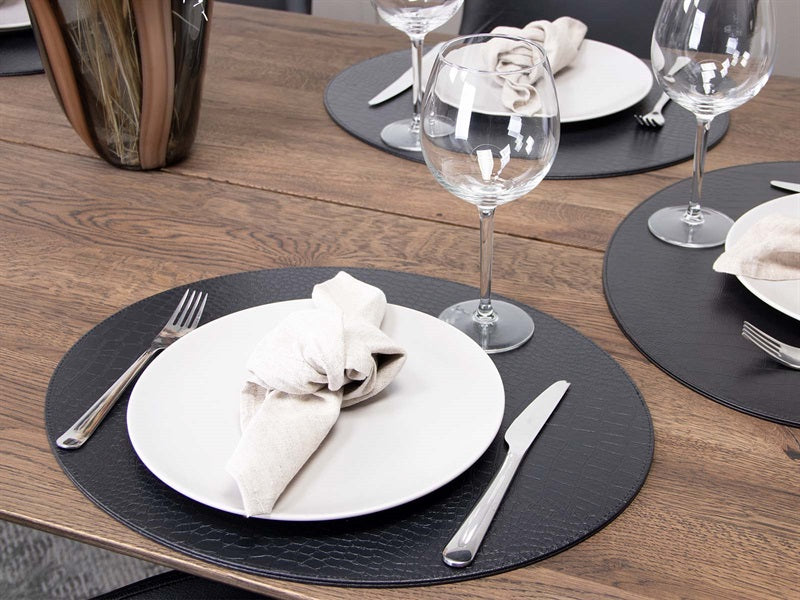 Oval deksel serviett // Svart slangemønster PU - Hard