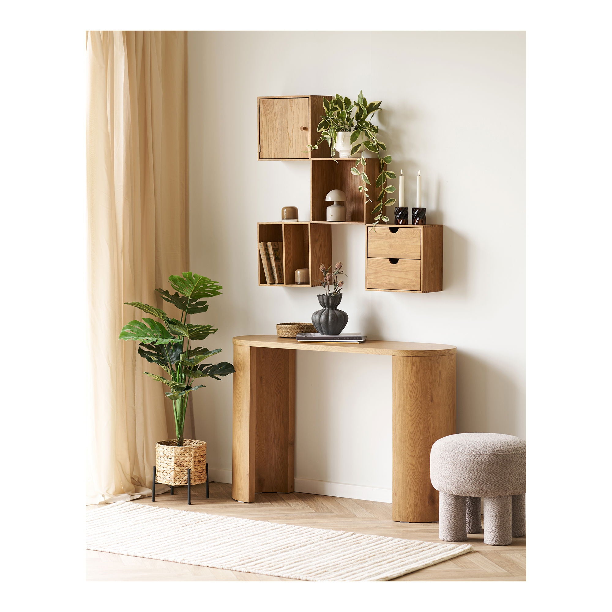Townsville vegghylle med tog - vegghylle med tog, eik 18x30x30 cm