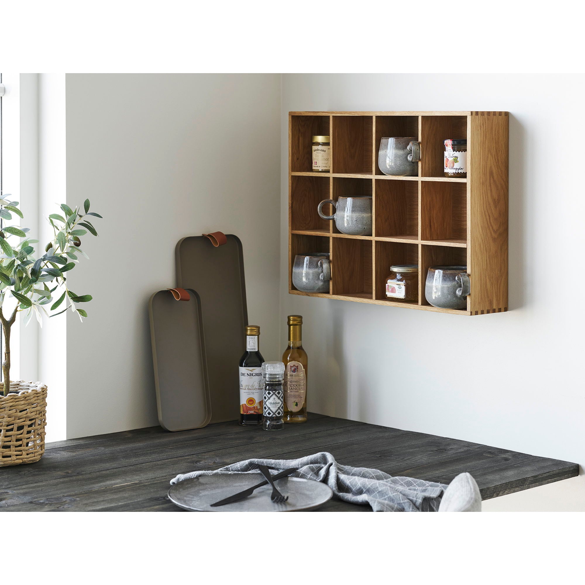 Soria vegghylle - vegghylle, eik/eik finér, natur 39x11x51 cm
