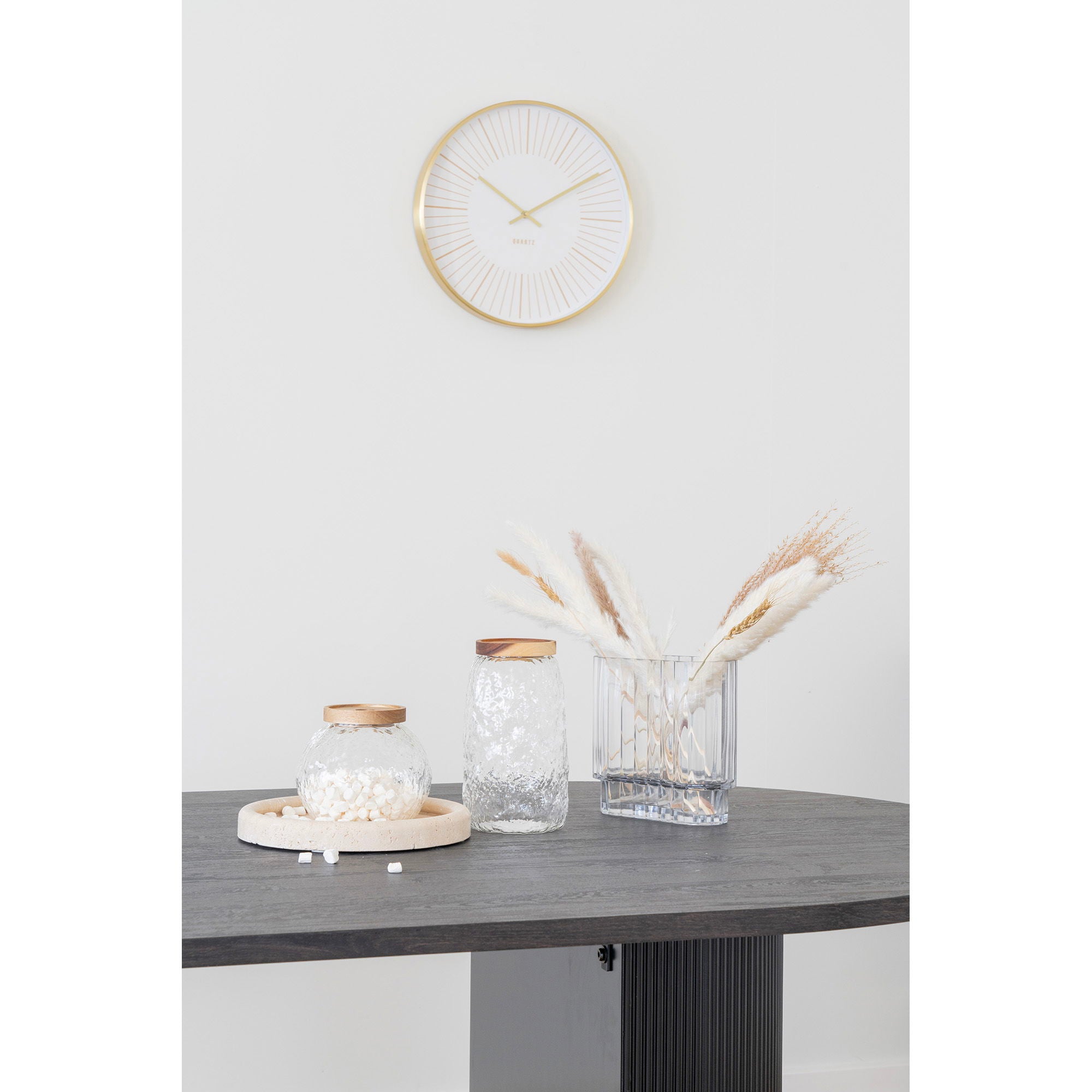 Veggklokke, aluminium, gull, stille<br>Ø40 cm