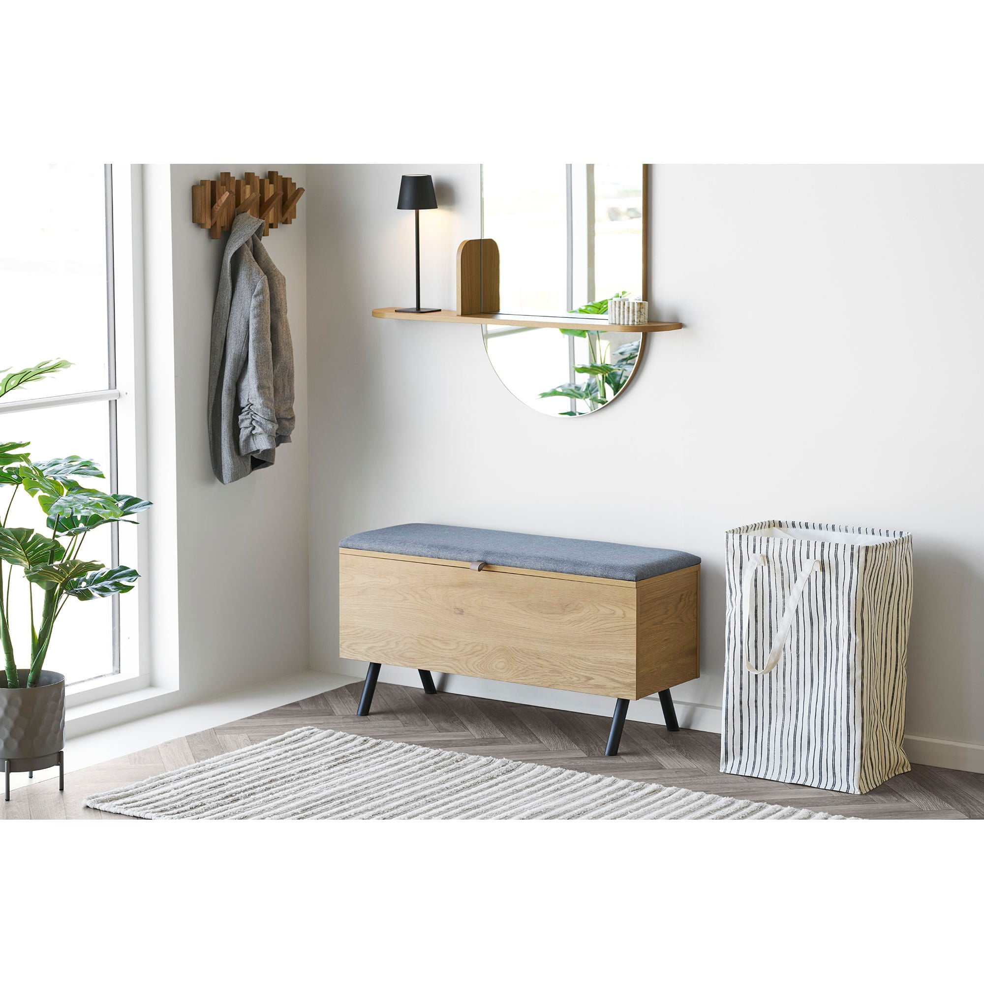 Argos vaskeri kurv - vaskeri, stoff, beige/svart 38x28x58 cm