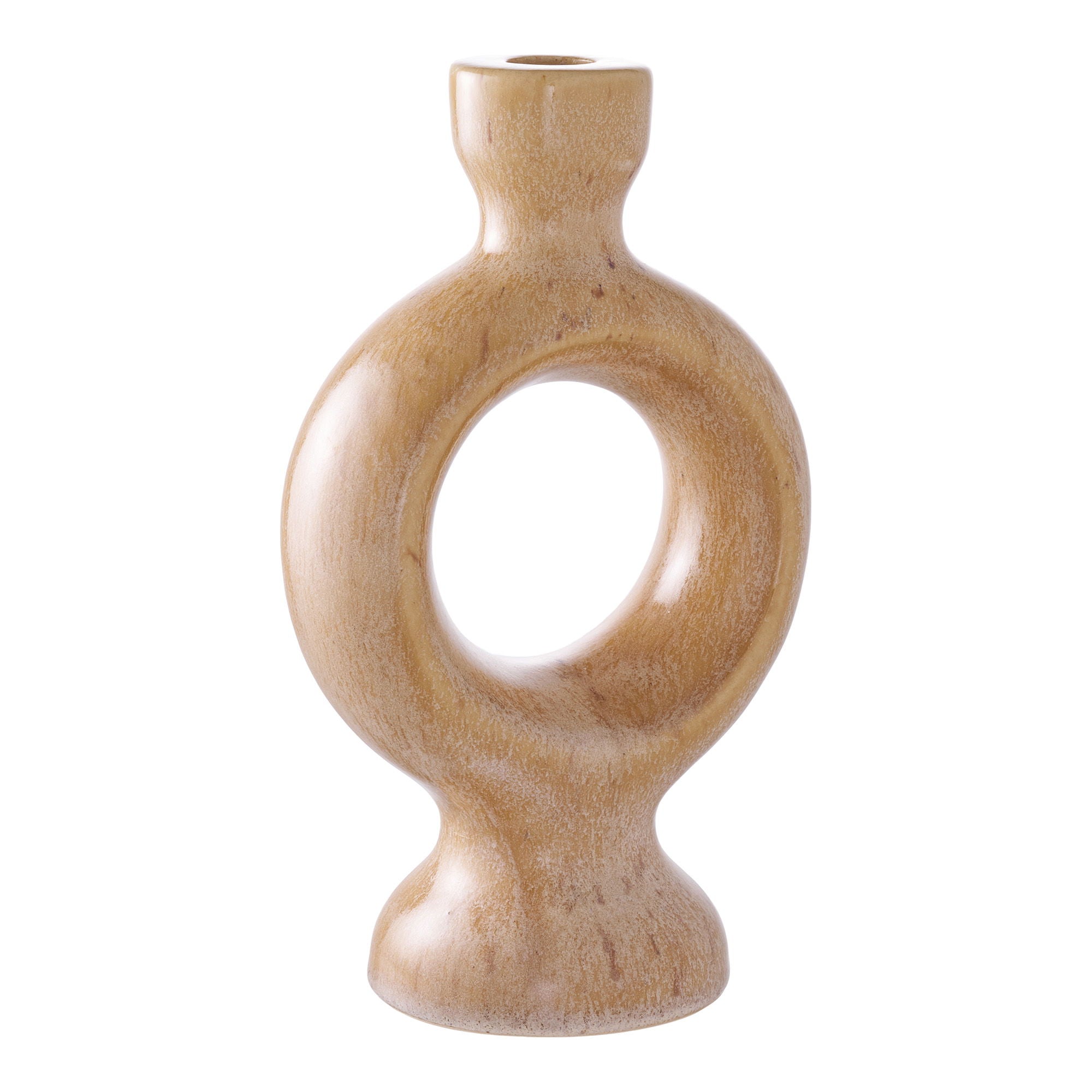 Lysestake, keramikk, Brown<br>13,5x8,8x23,4 cm