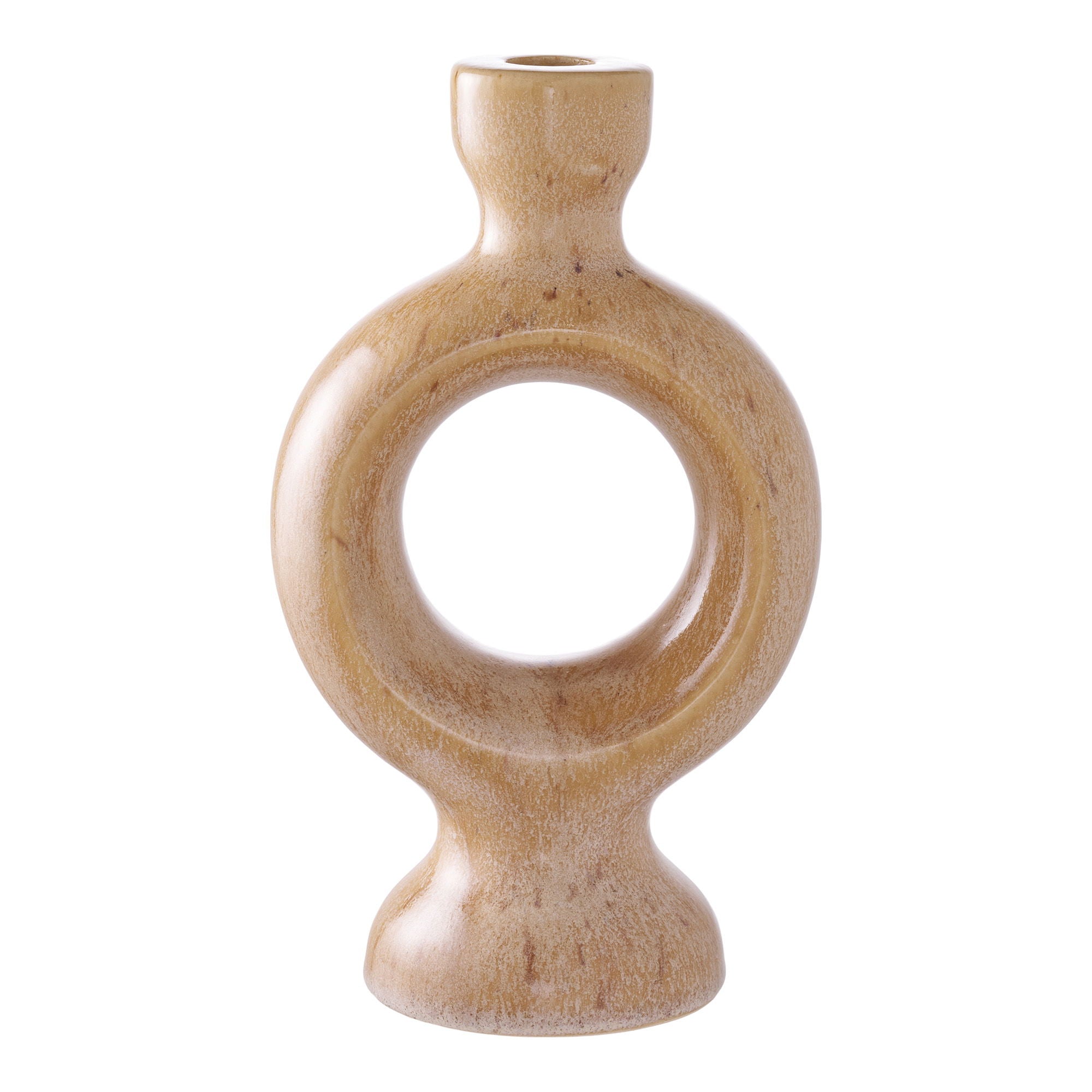 Lysestake, keramikk, Brown<br>13,5x8,8x23,4 cm