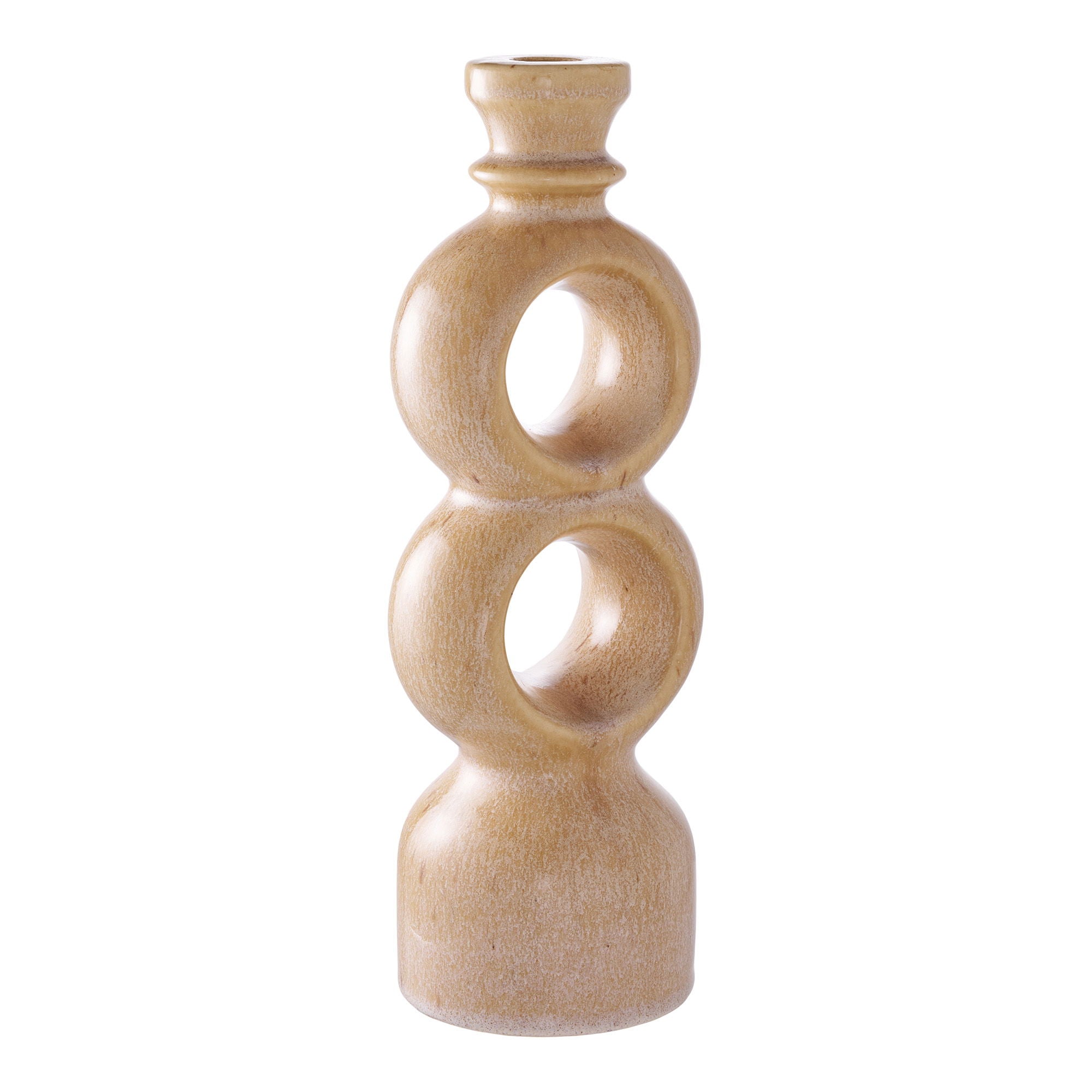Lysestake, keramikk, Brown<br>13,5x8,8x23,4 cm