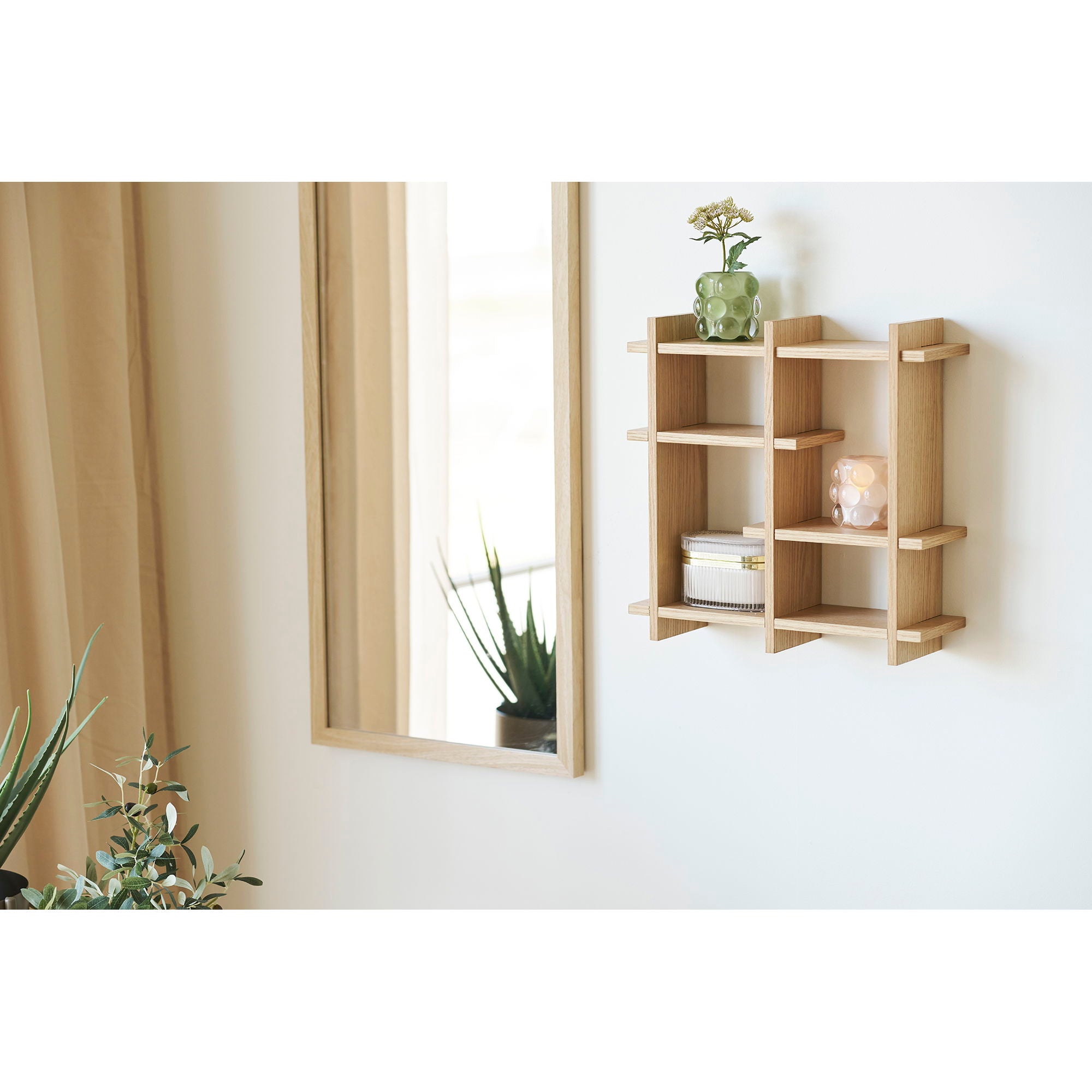 Lysestake - lysestake, glass, beige/grønt sett med 2