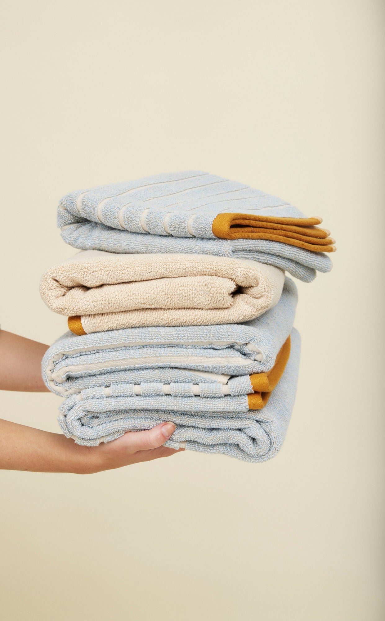 Hübsch promenade håndkle liten blå/sant