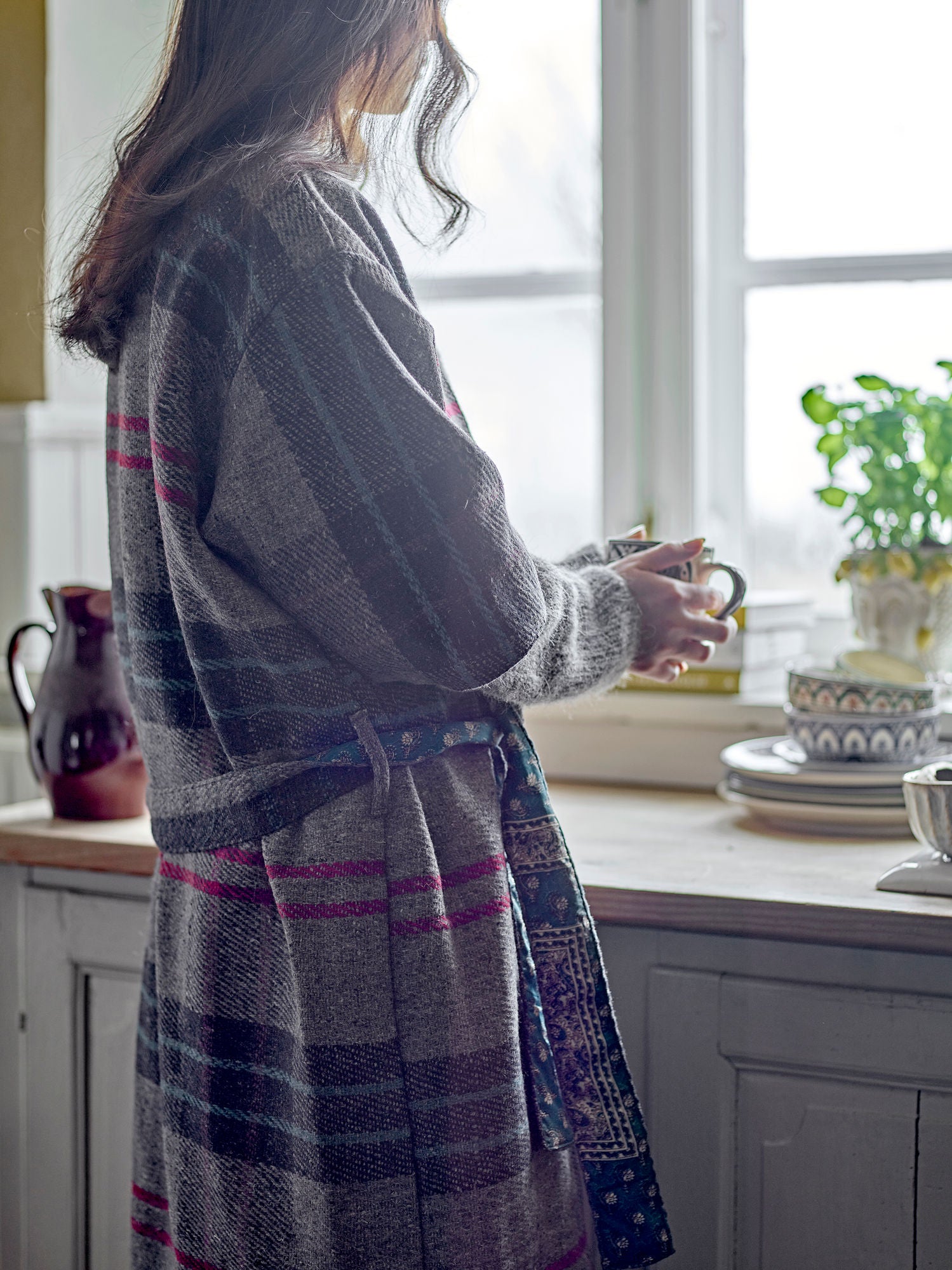 Kreativ kolleksjon Rieti Kimono, Gray, Upcycled