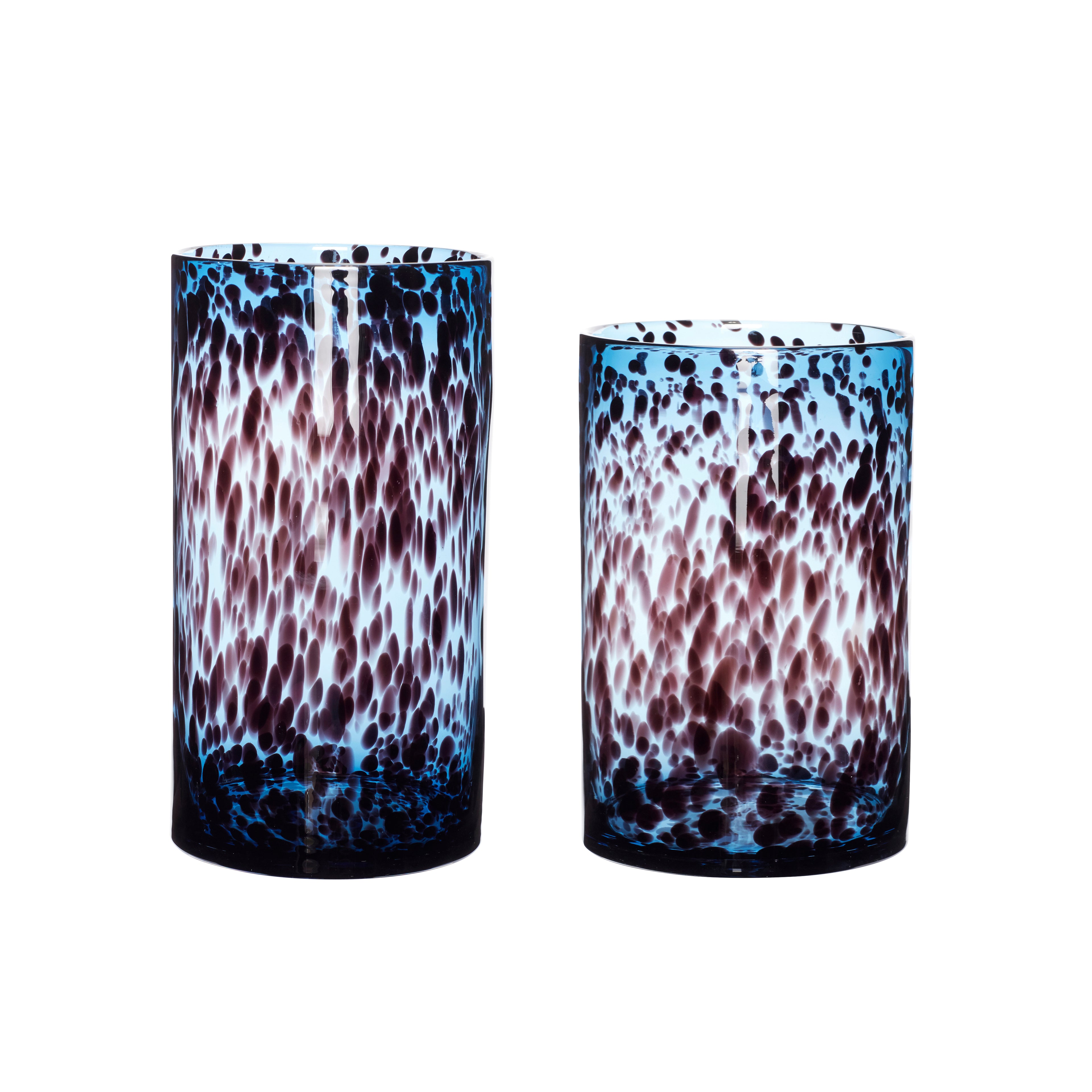 Leo Vases Cylinder Blue/Burgundy (sett med 2) - Ø18XH28, Ø20XH37cm