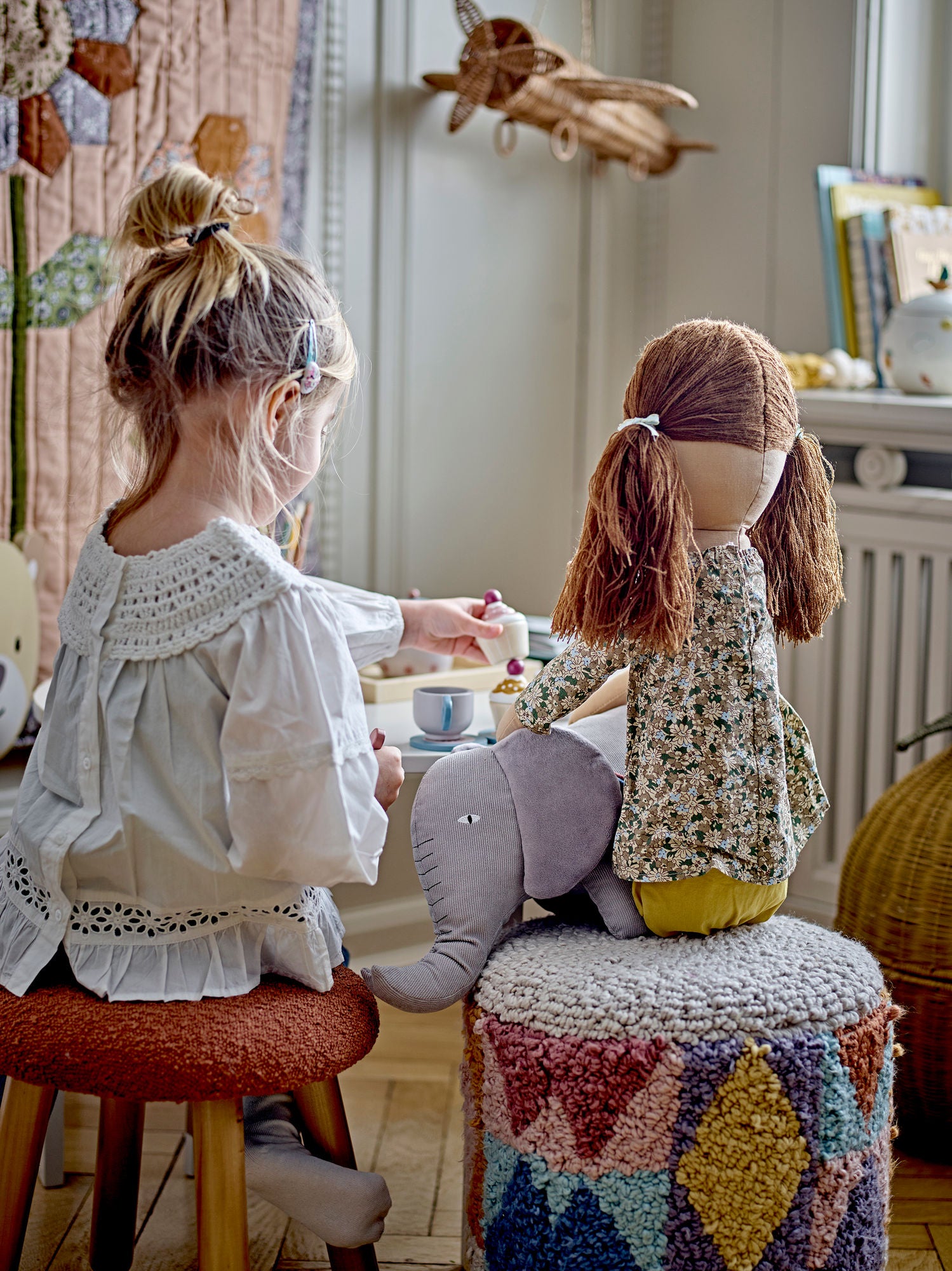 Bloomingville Mini Miaki Puf, grå, bomull