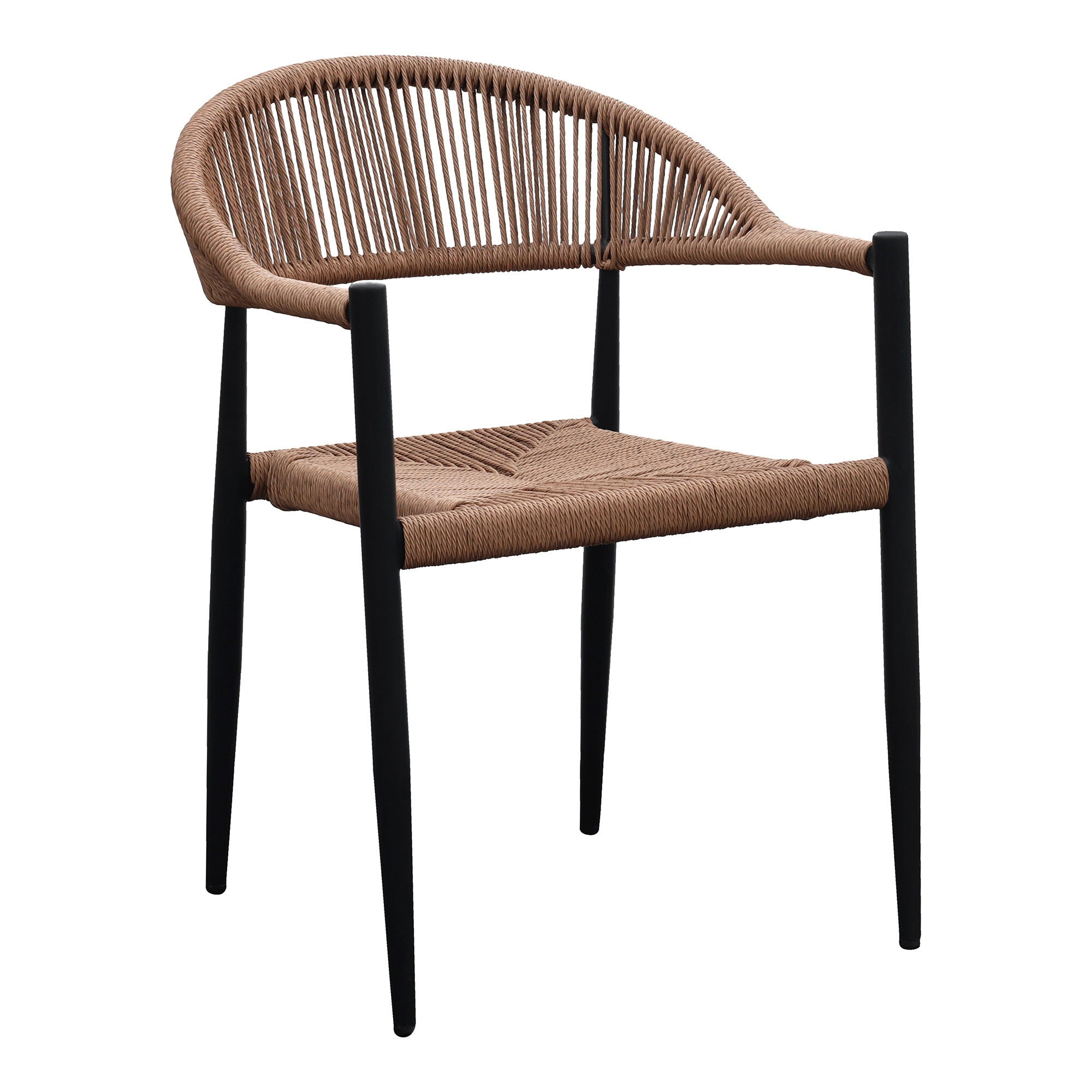 Spisebordstol, aluminium/PE rotting, natur, svart ramme