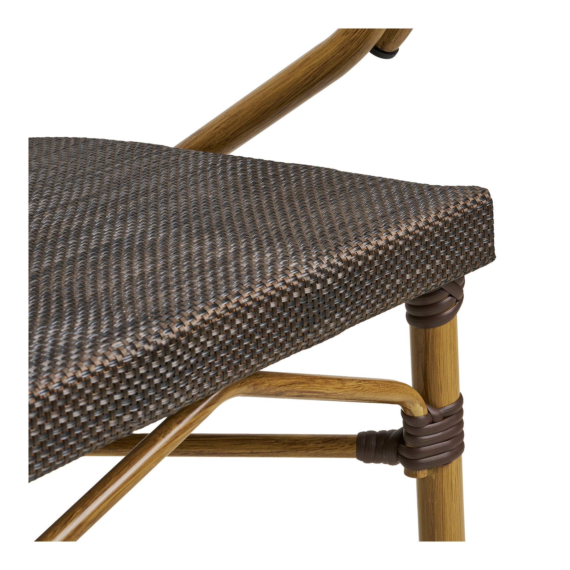 Calda spisebordstol - spisebordstol, aluminium/tekstiler, mørkebrun, bambus utseende ben