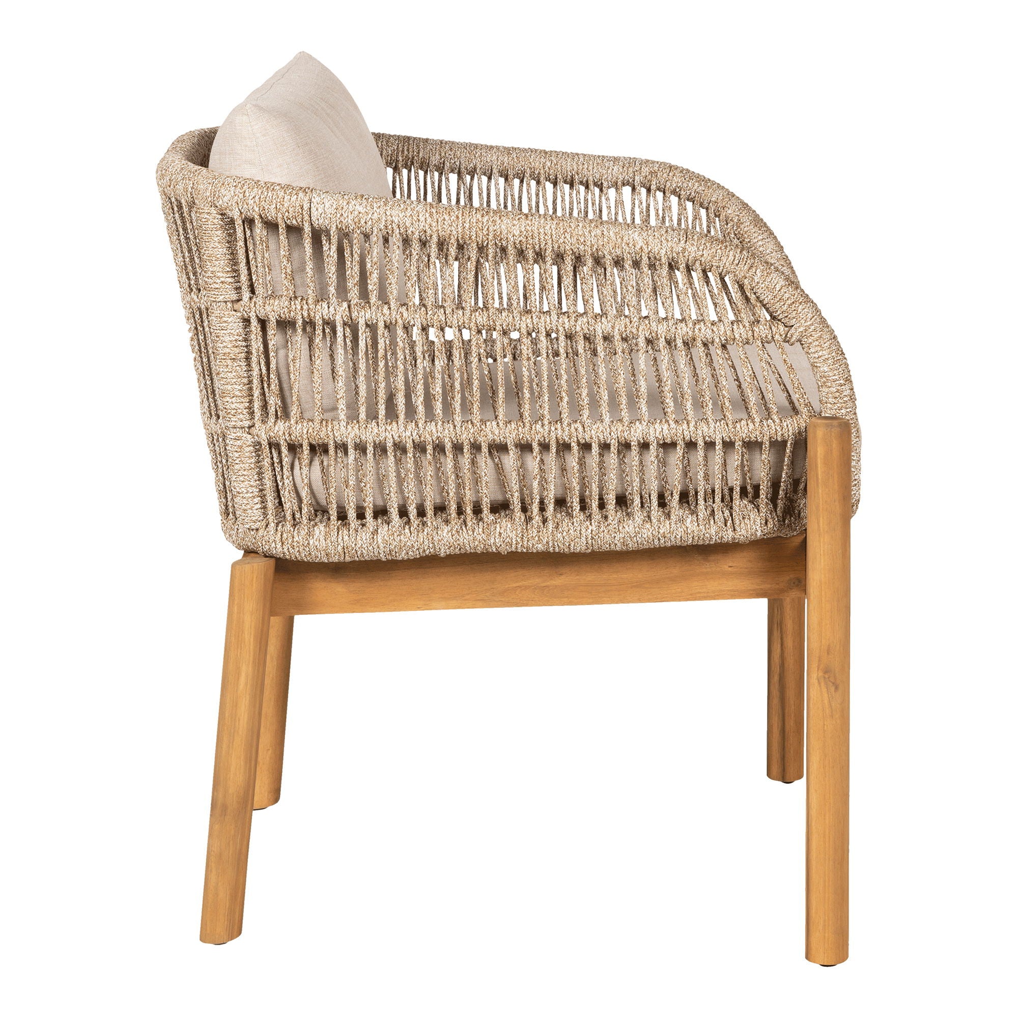 Spisebordstol, Acacia, Beige, inkl. Pute