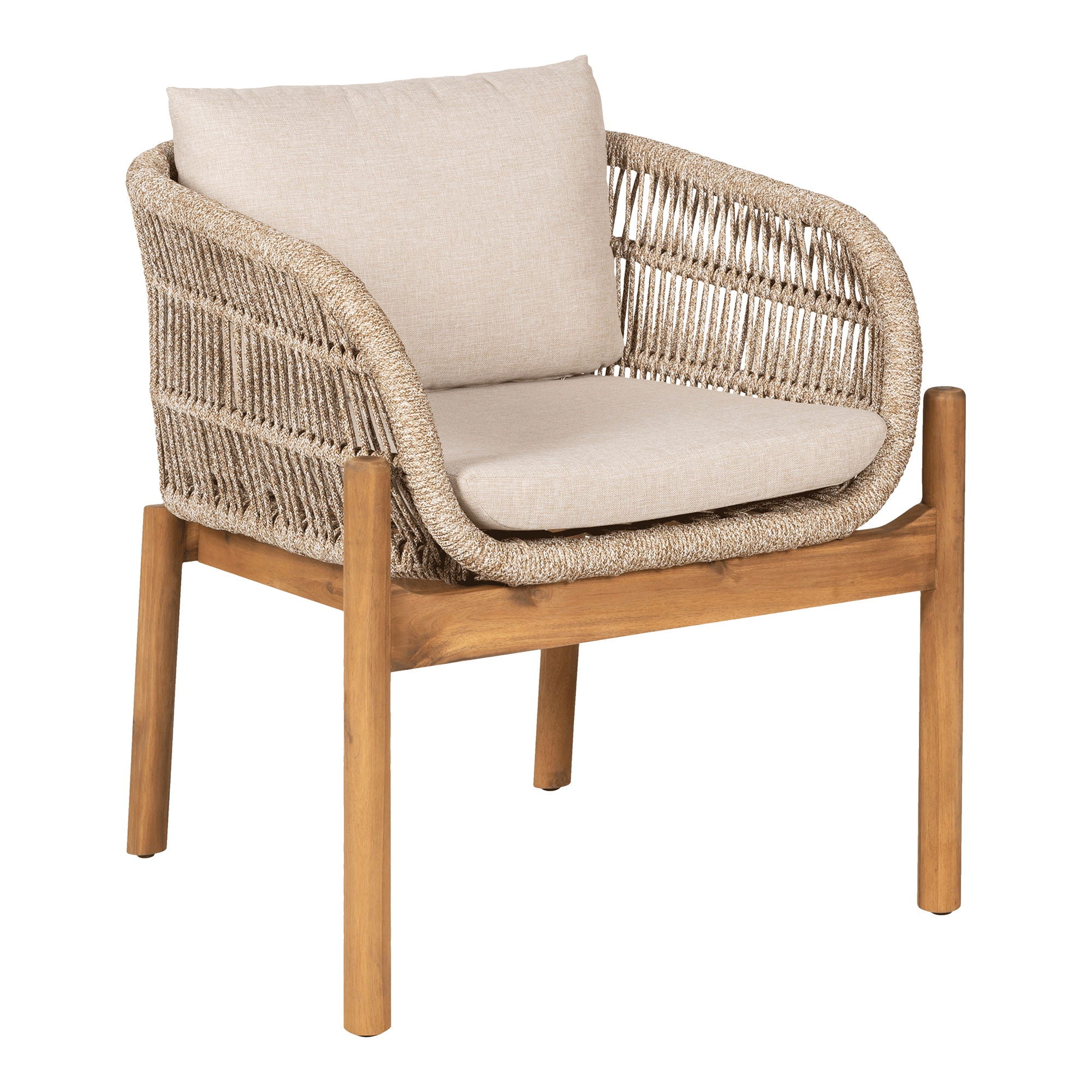 Spisebordstol, Acacia, Beige, inkl. Pute