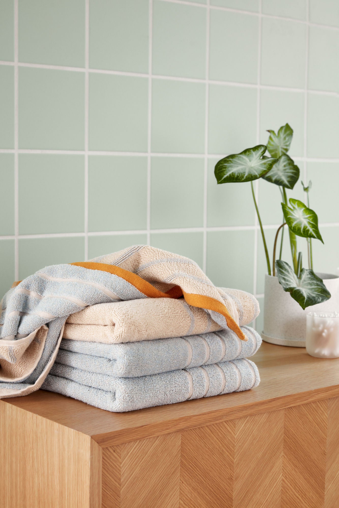 Hübsch promenade håndkle liten blå/sant