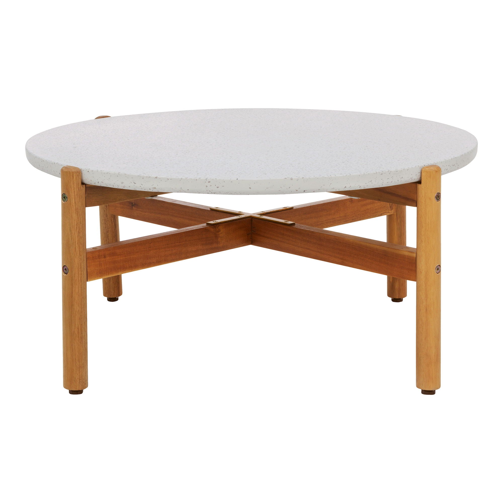 Salongbord, Acacia/terazzo, natur<br>Ø84,5x38,5 cm